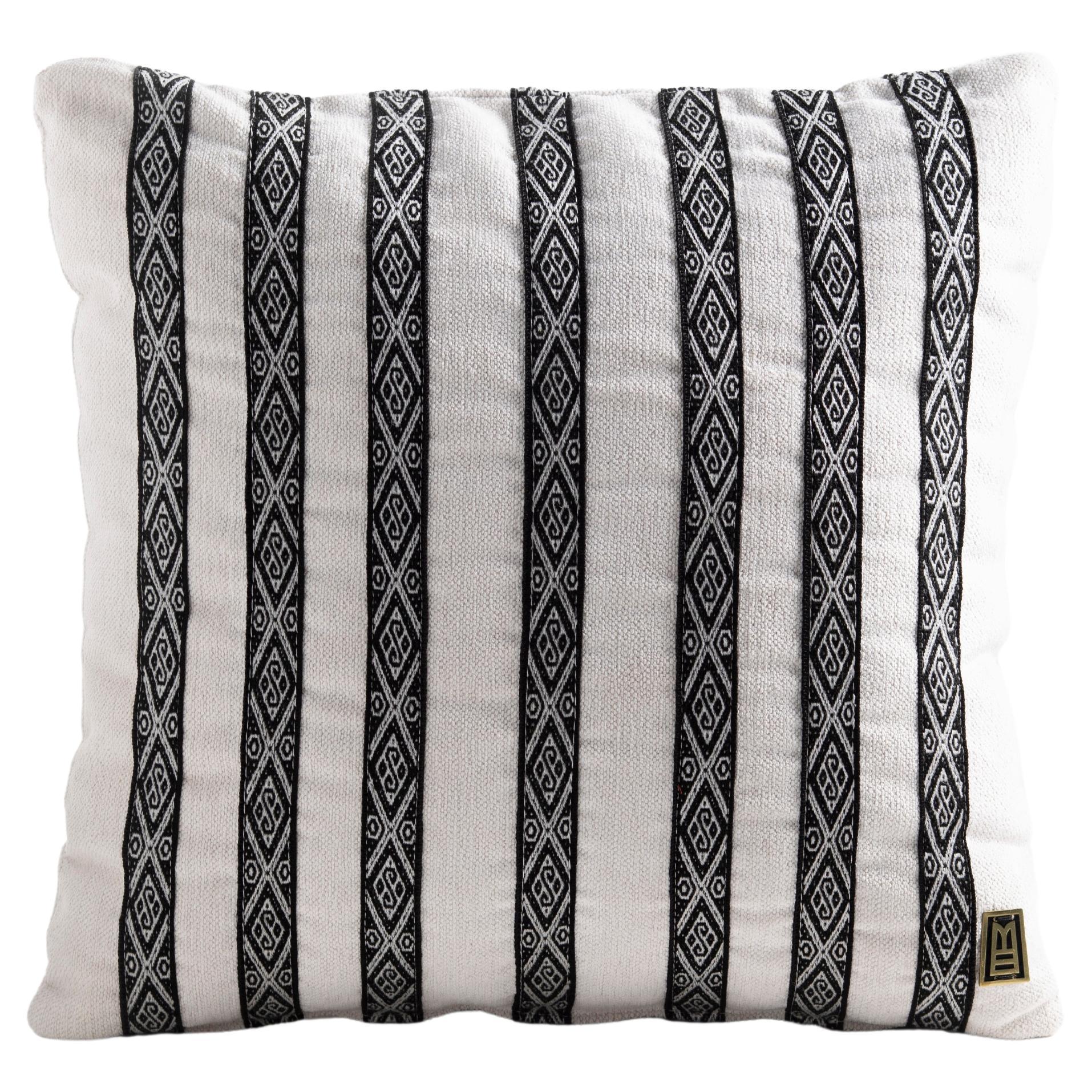 FAJAS Handwoven Artisanal Sash Pillow in Ivory Upholstery by ANDEAN, In Stock