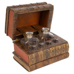 Fake Book Concealing Two Liqueur Decanters, Napoleon III Style, 20th Century.
