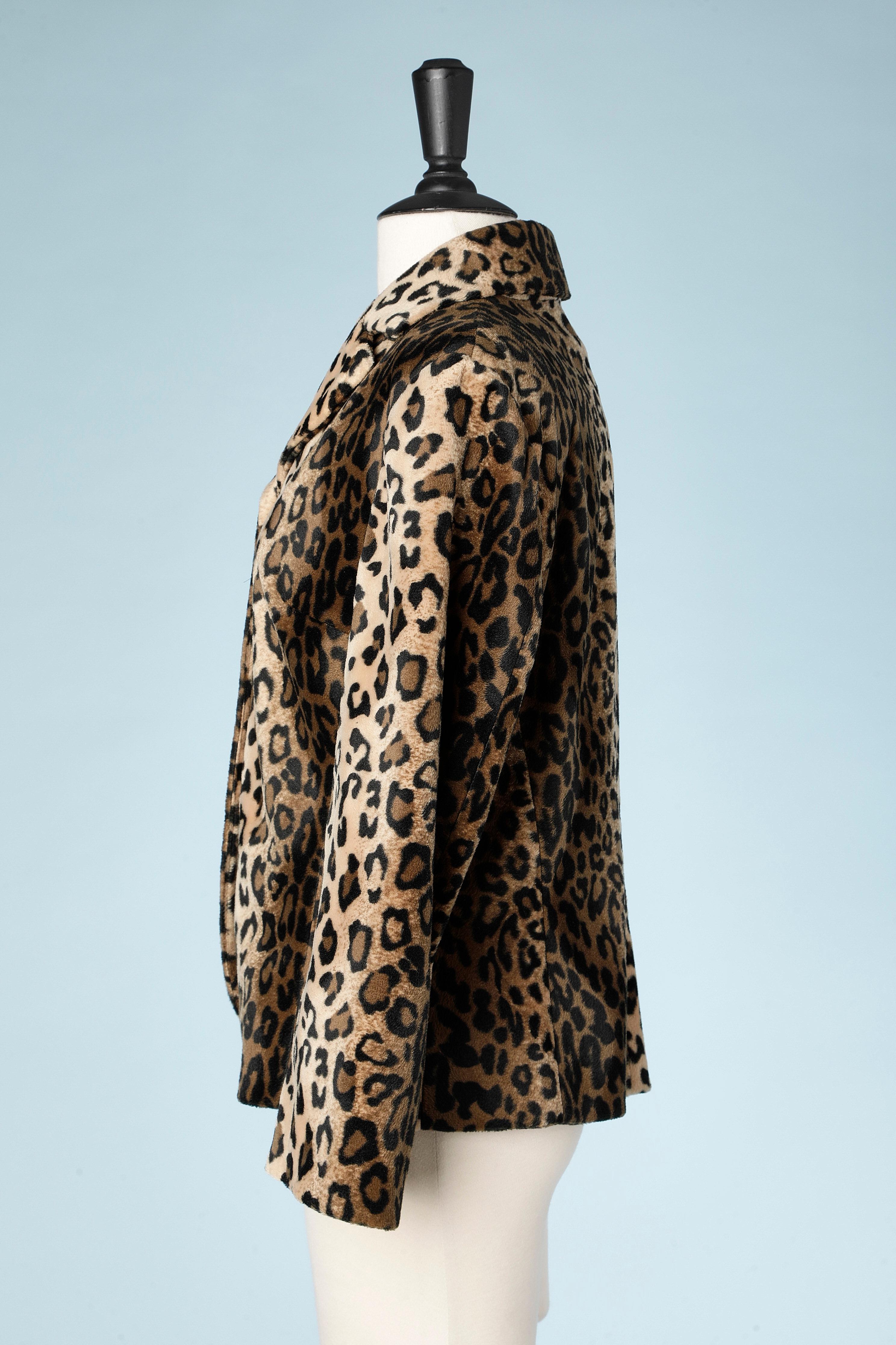Beige Fake furs jacket with leopard print Mila SchÖn  For Sale