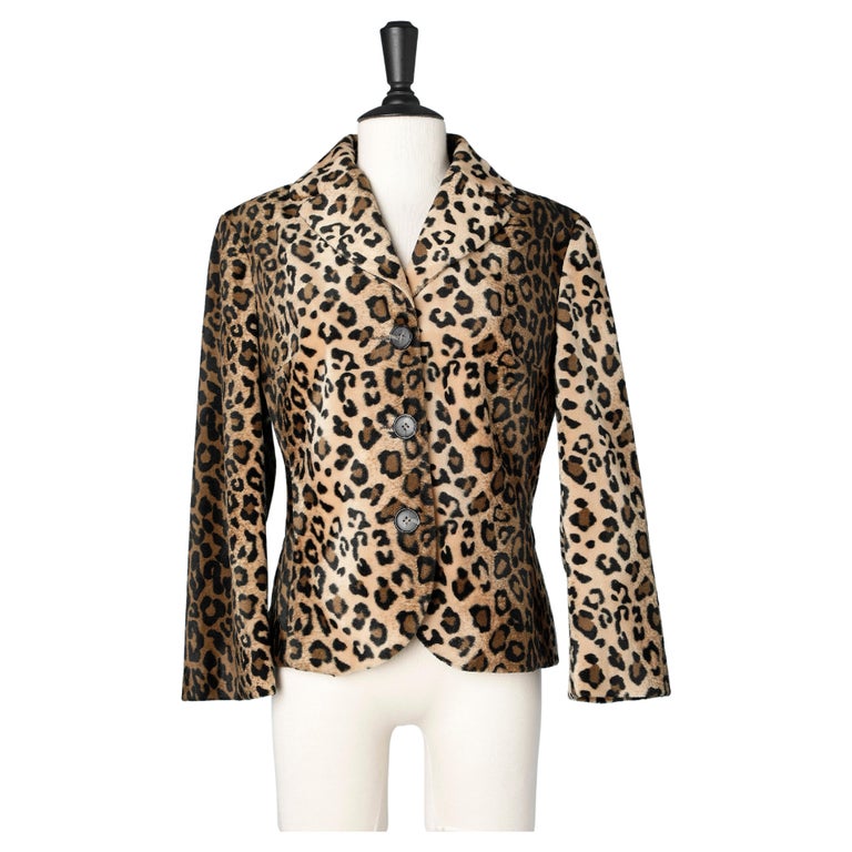 Fake furs jacket with leopard print Mila SchÖn For Sale at 1stDibs