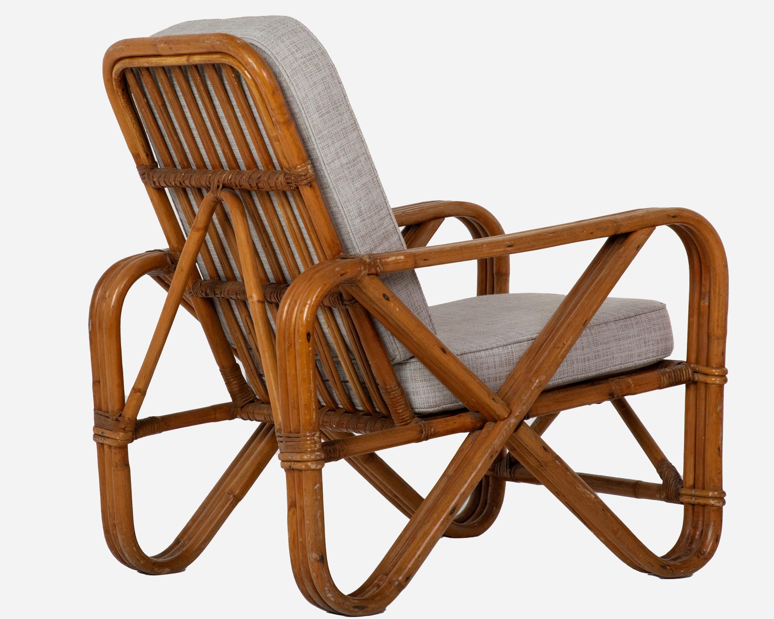 Mid-Century Modern “Fake” pair of bamboo and rattan armchairs, France, circa 1960 For Sale
