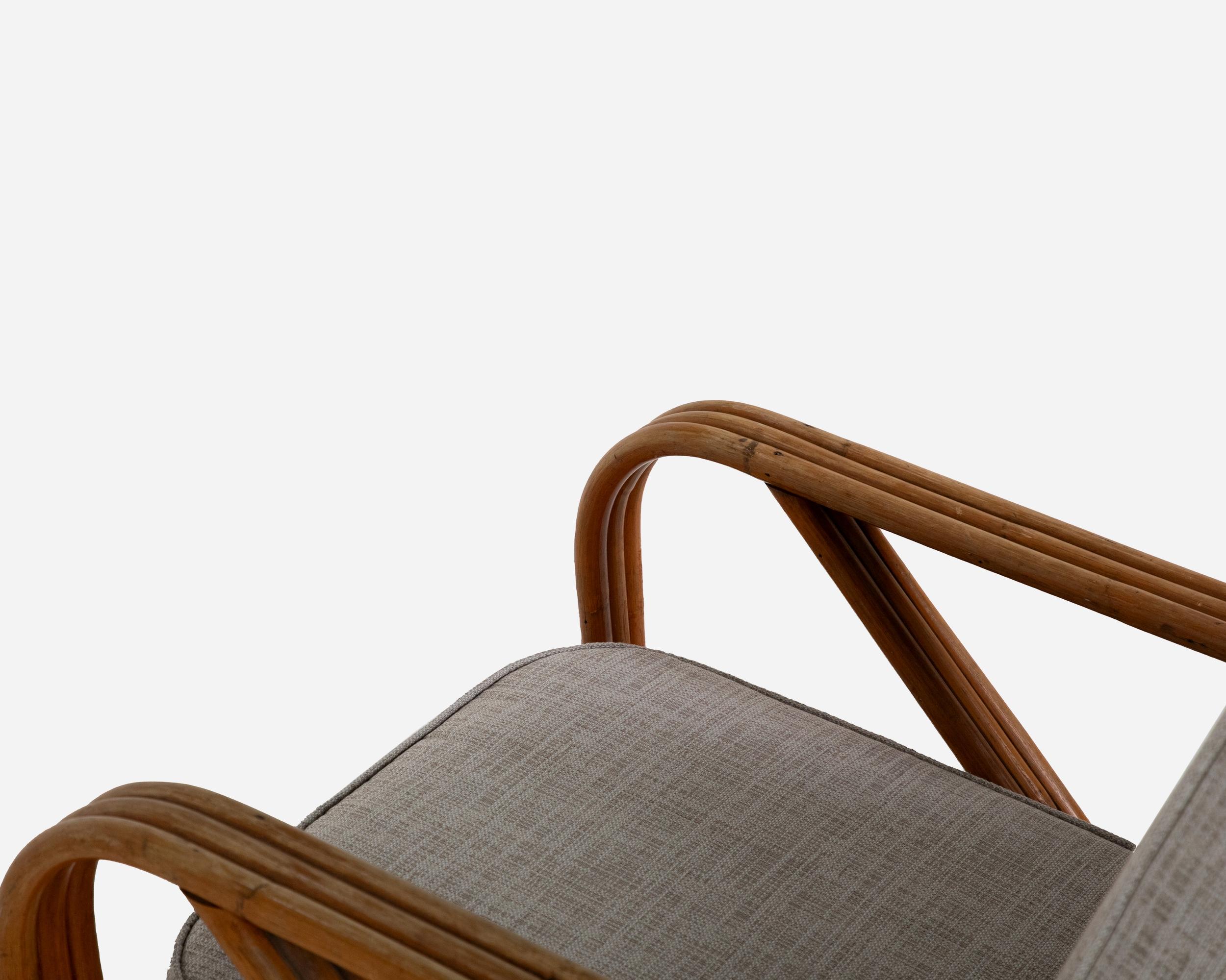 “Fake” pair of bamboo and rattan armchairs, France, circa 1960 In Good Condition For Sale In Paris, FR