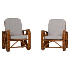 “Fake” pair of bamboo and rattan armchairs, France, circa 1960