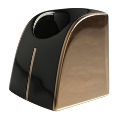 "Falce" Ice Bucket with Bronze, Stainless Steel, Walnut, Handmade, Istanbul