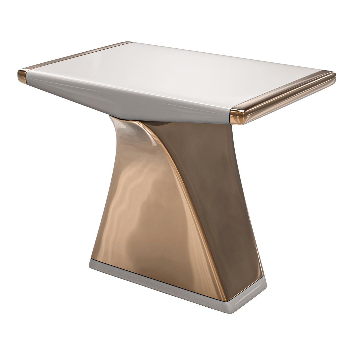 Beistelltisch „Falce“ aus Bronze und Edelstahl, handgefertigt, Istanbul im Angebot 1