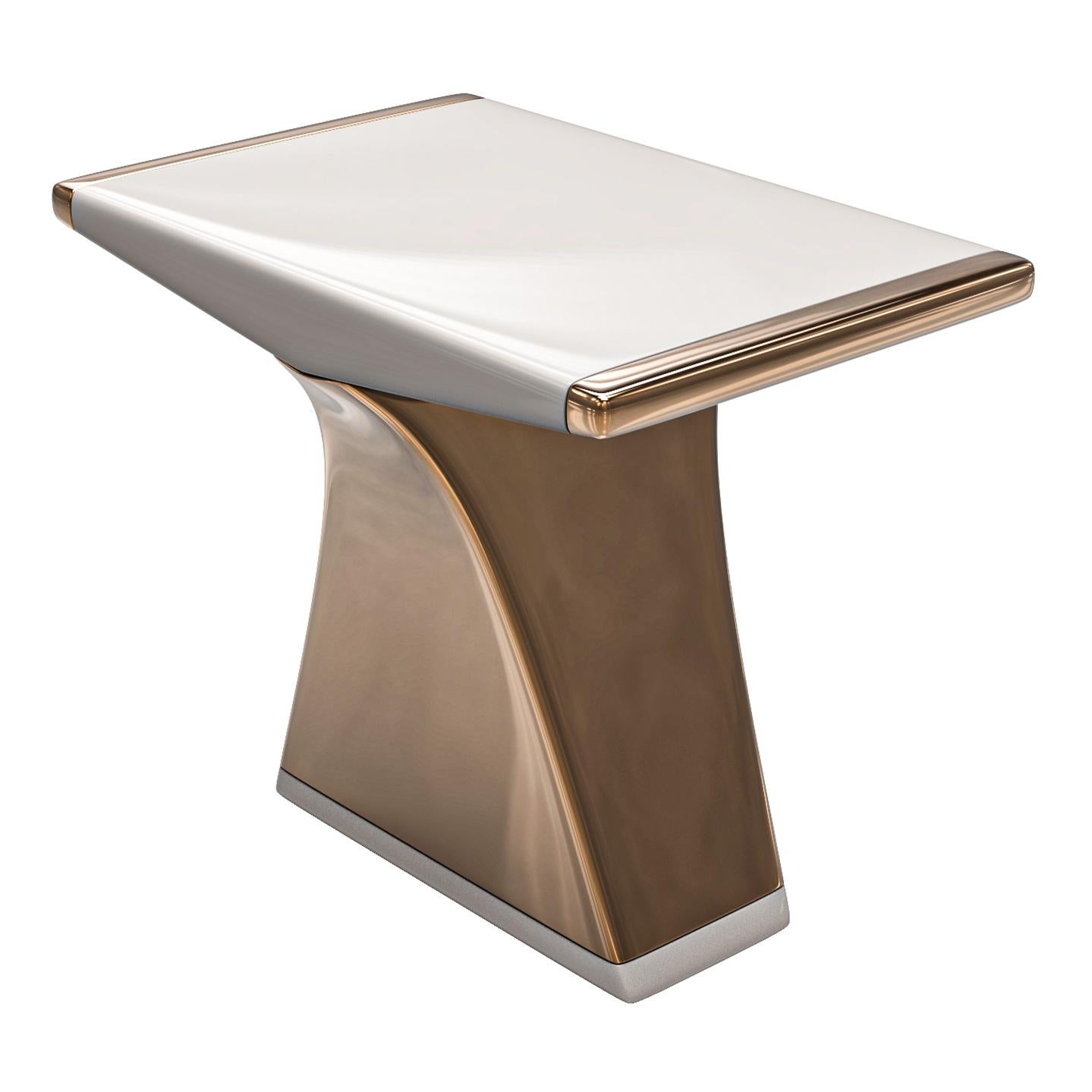 Beistelltisch „Falce“ aus Bronze und Edelstahl, handgefertigt, Istanbul im Angebot 2