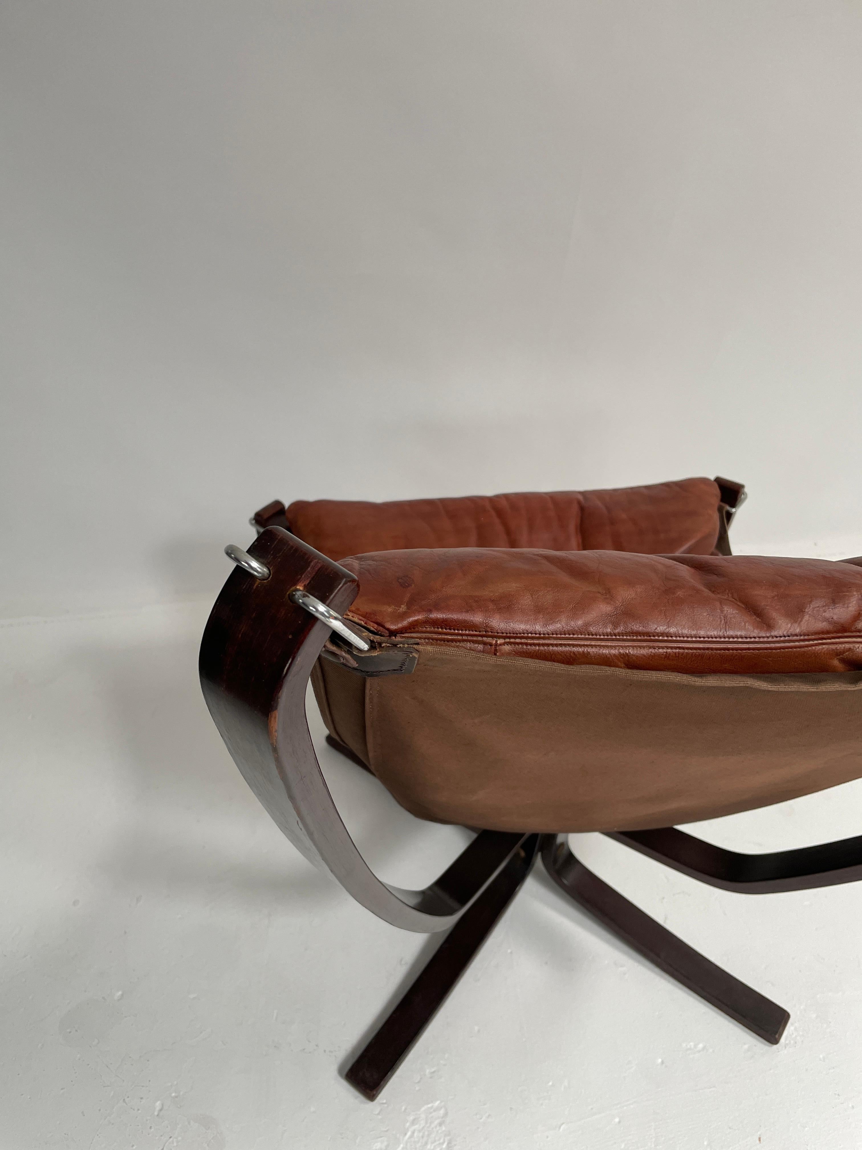 Leather Falcon Chair and Ottoman,  By Sigurd Ressell