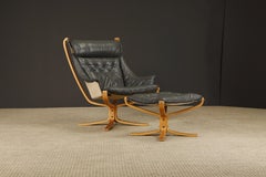 'Falcon' Chair and Ottoman by Sigurd Ressell for Vatne Møbler, 1970s, Signed