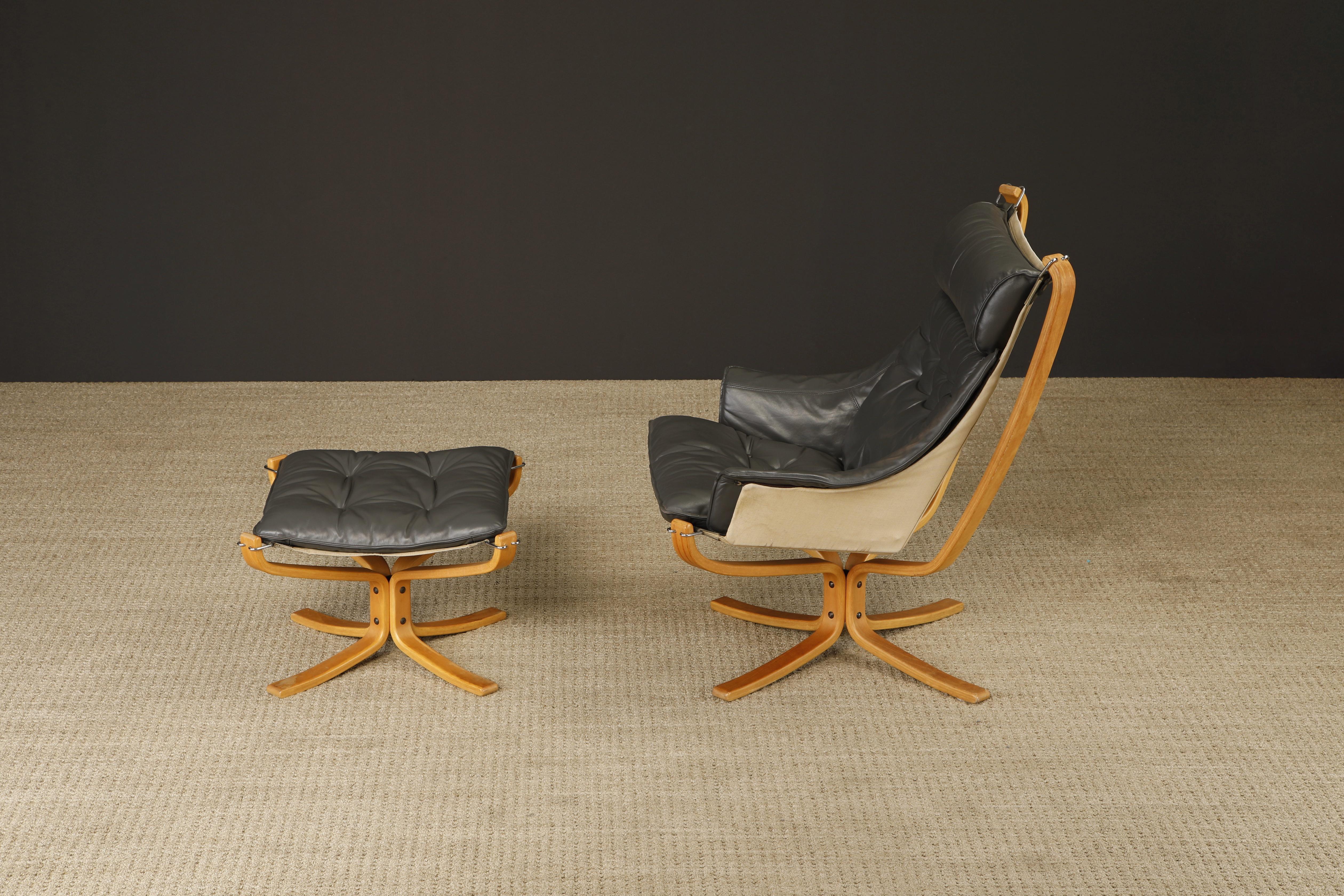 Late 20th Century 'Falcon' Chair and Ottoman by Sigurd Ressell for Vatne Møbler, 1970s, Signed For Sale