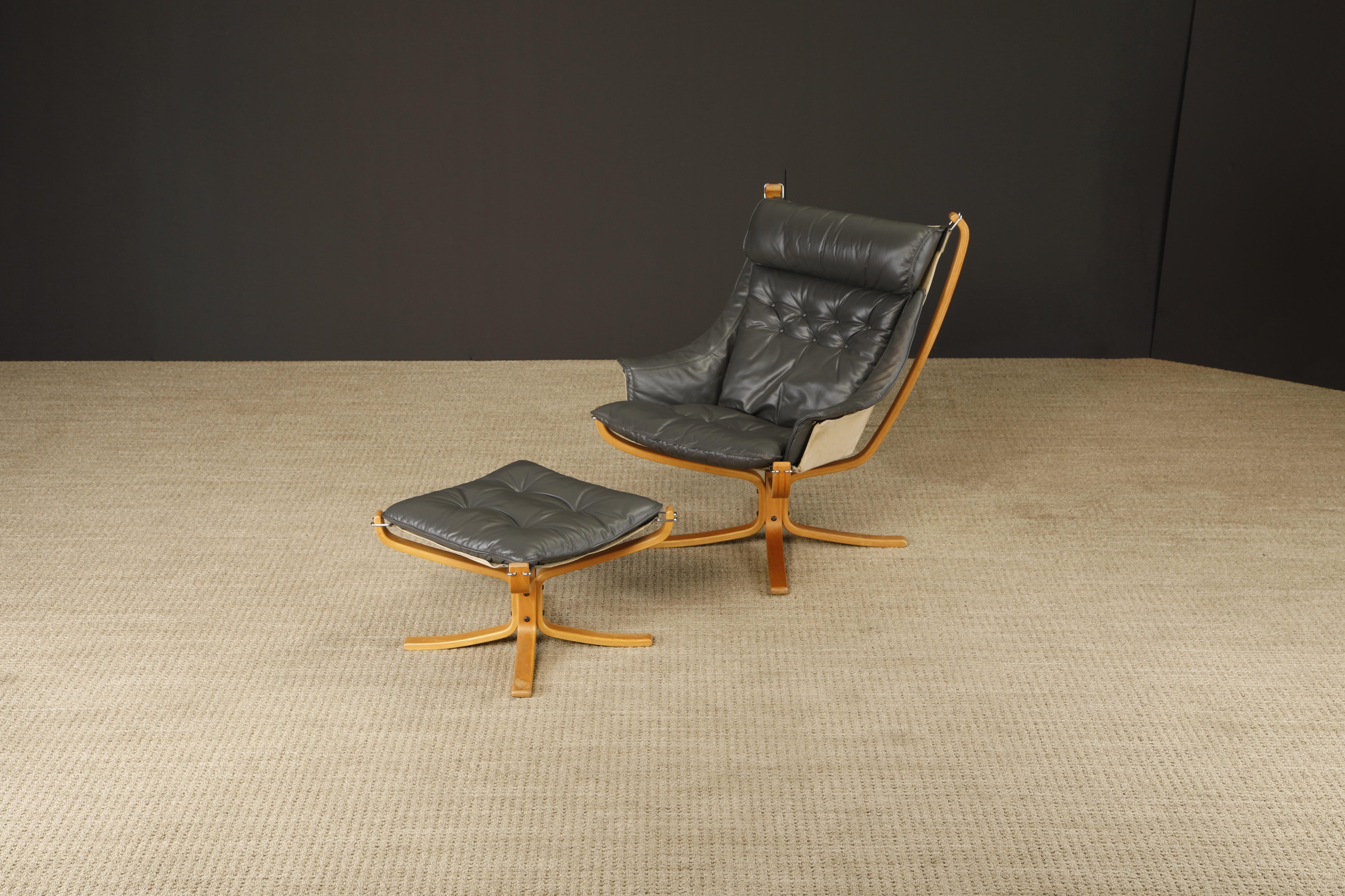 'Falcon' Chair and Ottoman by Sigurd Ressell for Vatne Møbler, 1970s, Signed For Sale 1