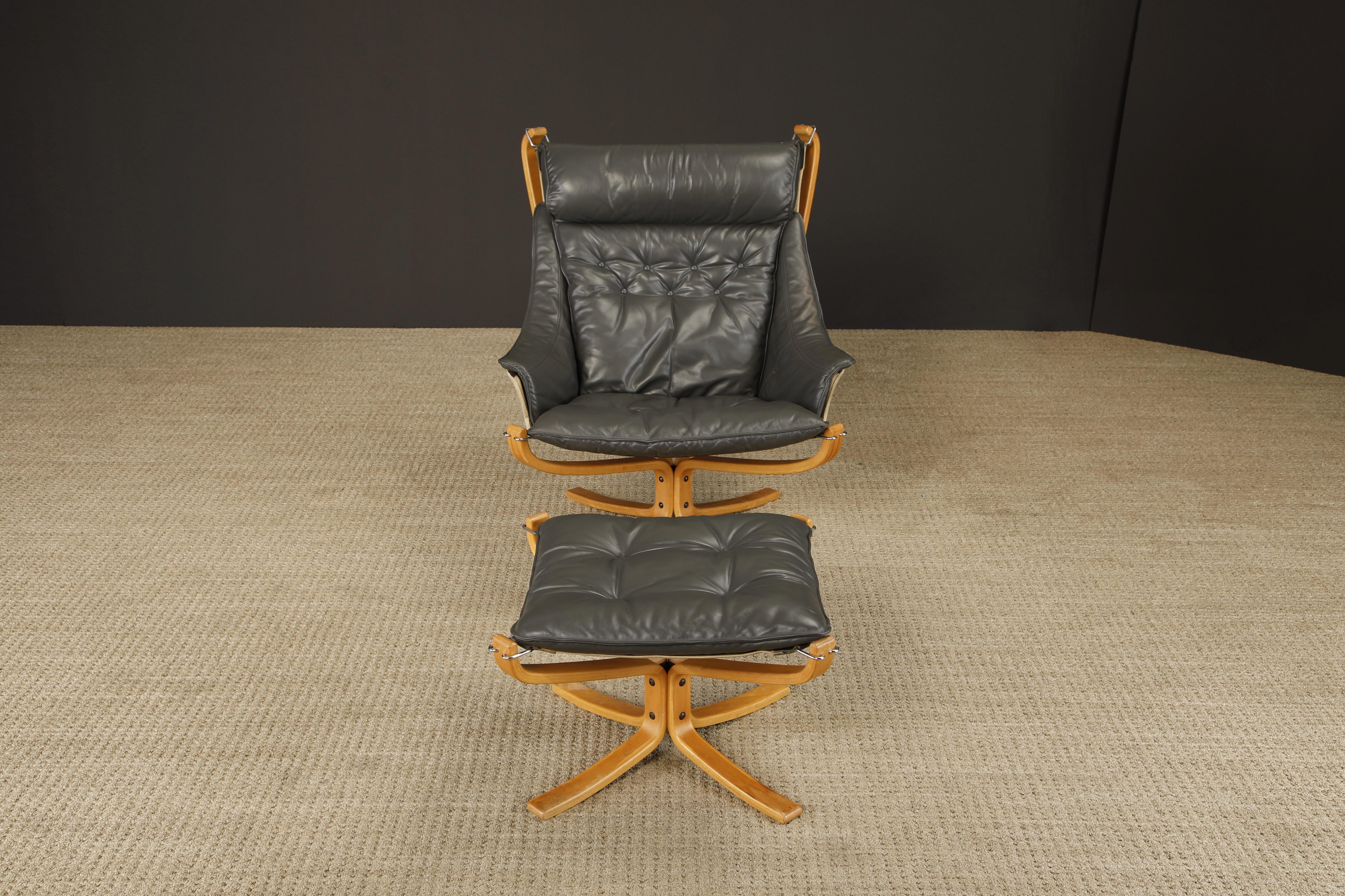 'Falcon' Chair and Ottoman by Sigurd Ressell for Vatne Møbler, 1970s, Signed For Sale 2