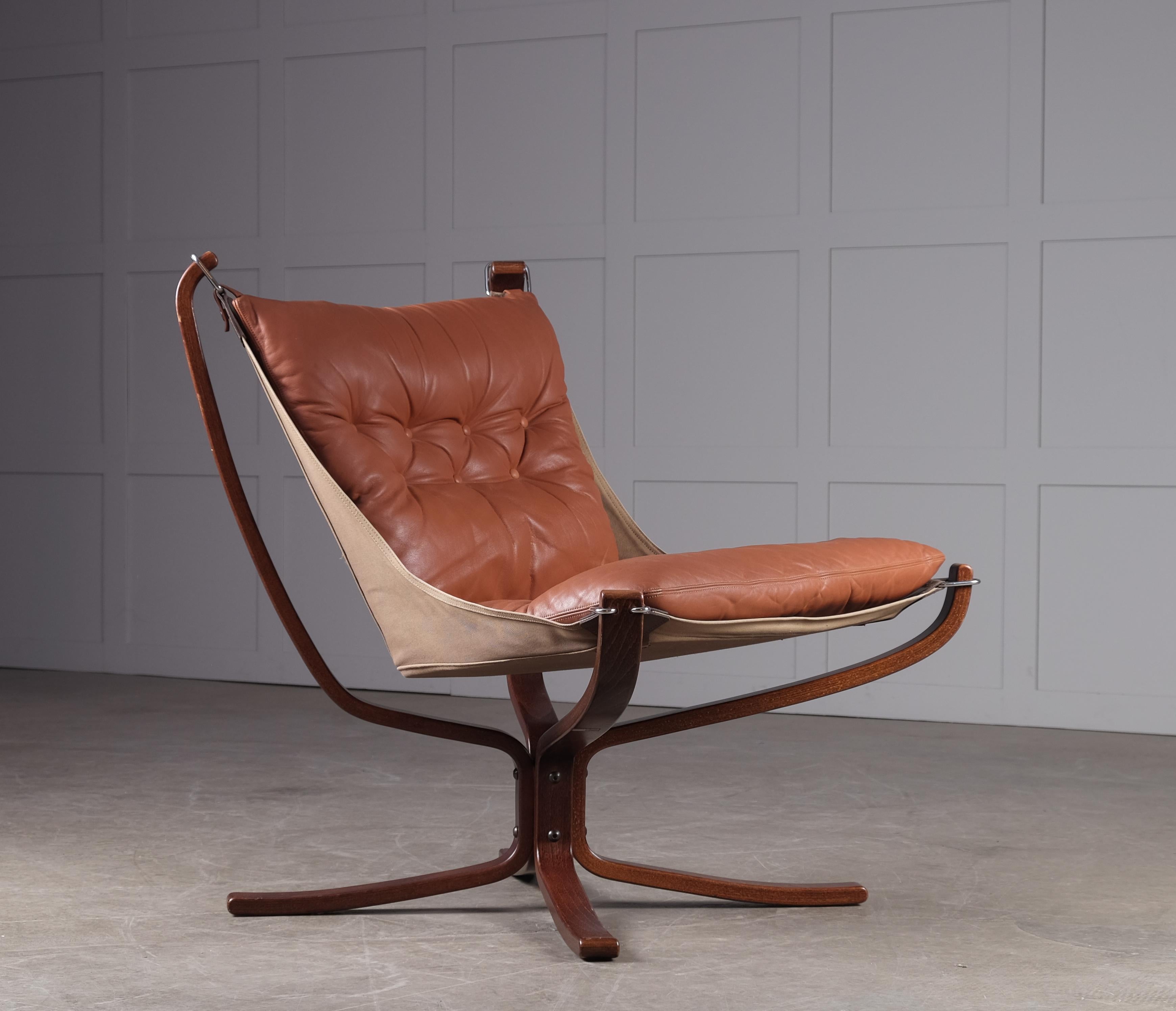 Leather Falcon Chair by Sigurd Ressell, 1970s