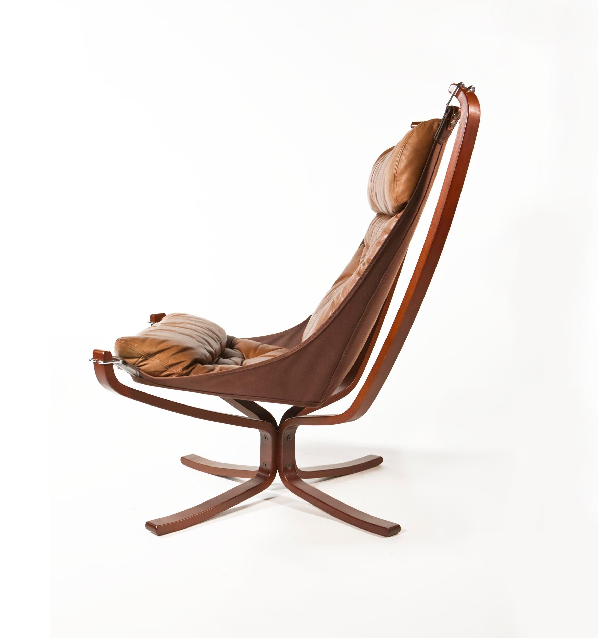Falcon Chair by Sigurd Ressell for Vatne Møbler in Brown Leather, Norway, 1970s 12