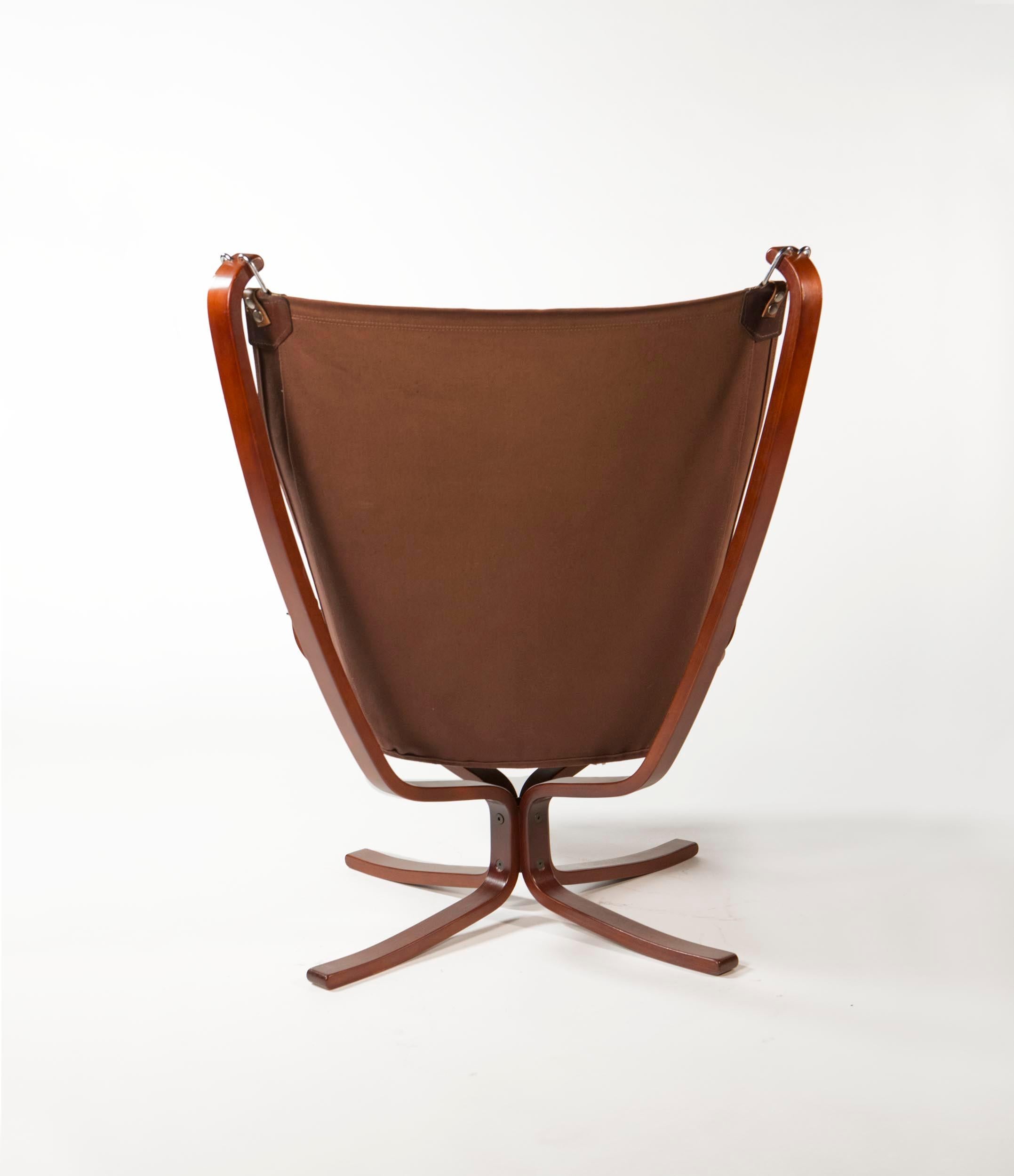 Late 20th Century Falcon Chair by Sigurd Ressell for Vatne Møbler in Brown Leather, Norway, 1970s
