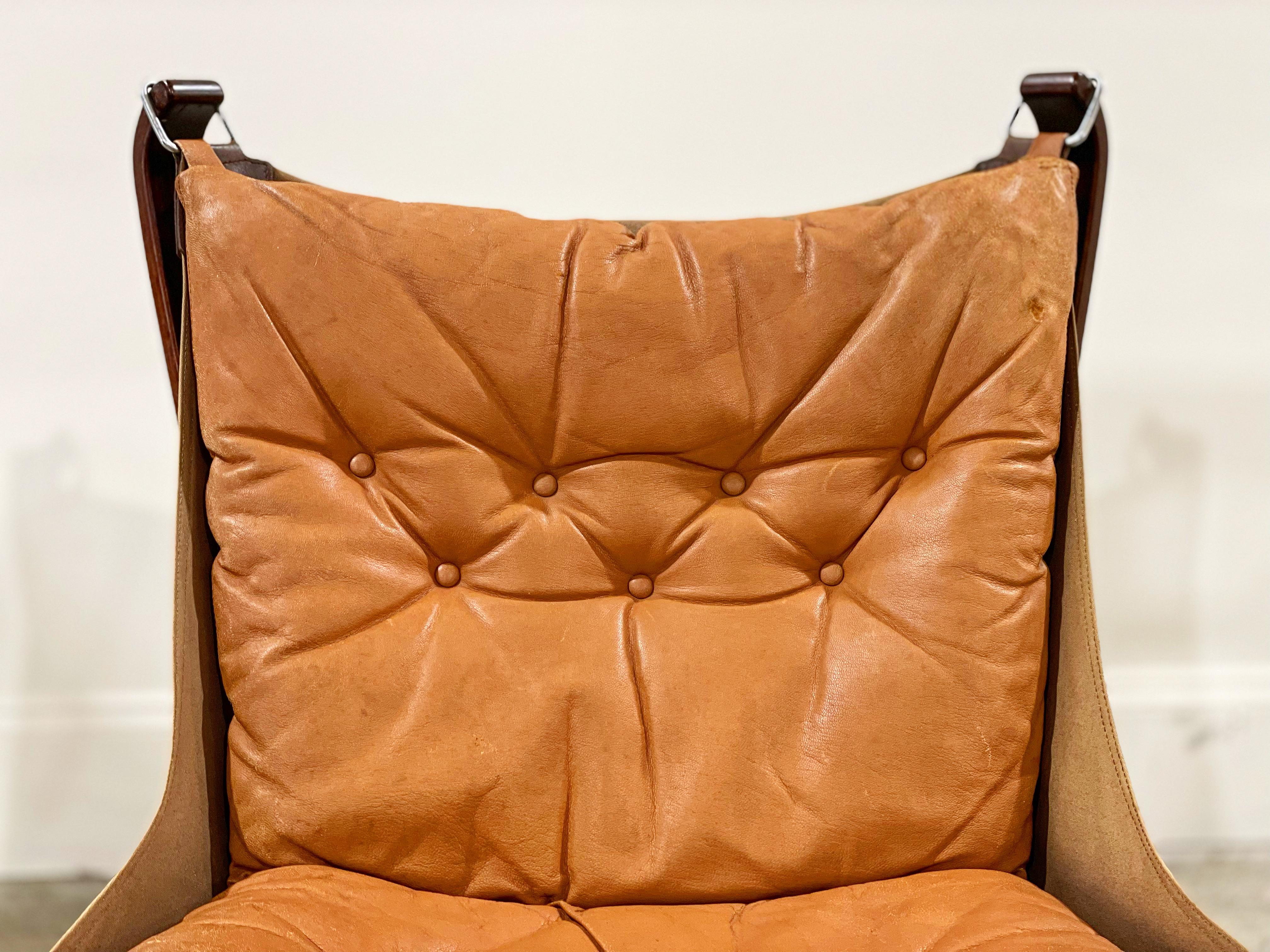 Mid-20th Century Falcon Chair by Sigurd Ressell for Vatne Mobler, Cognac Leather, Sweden, 1965