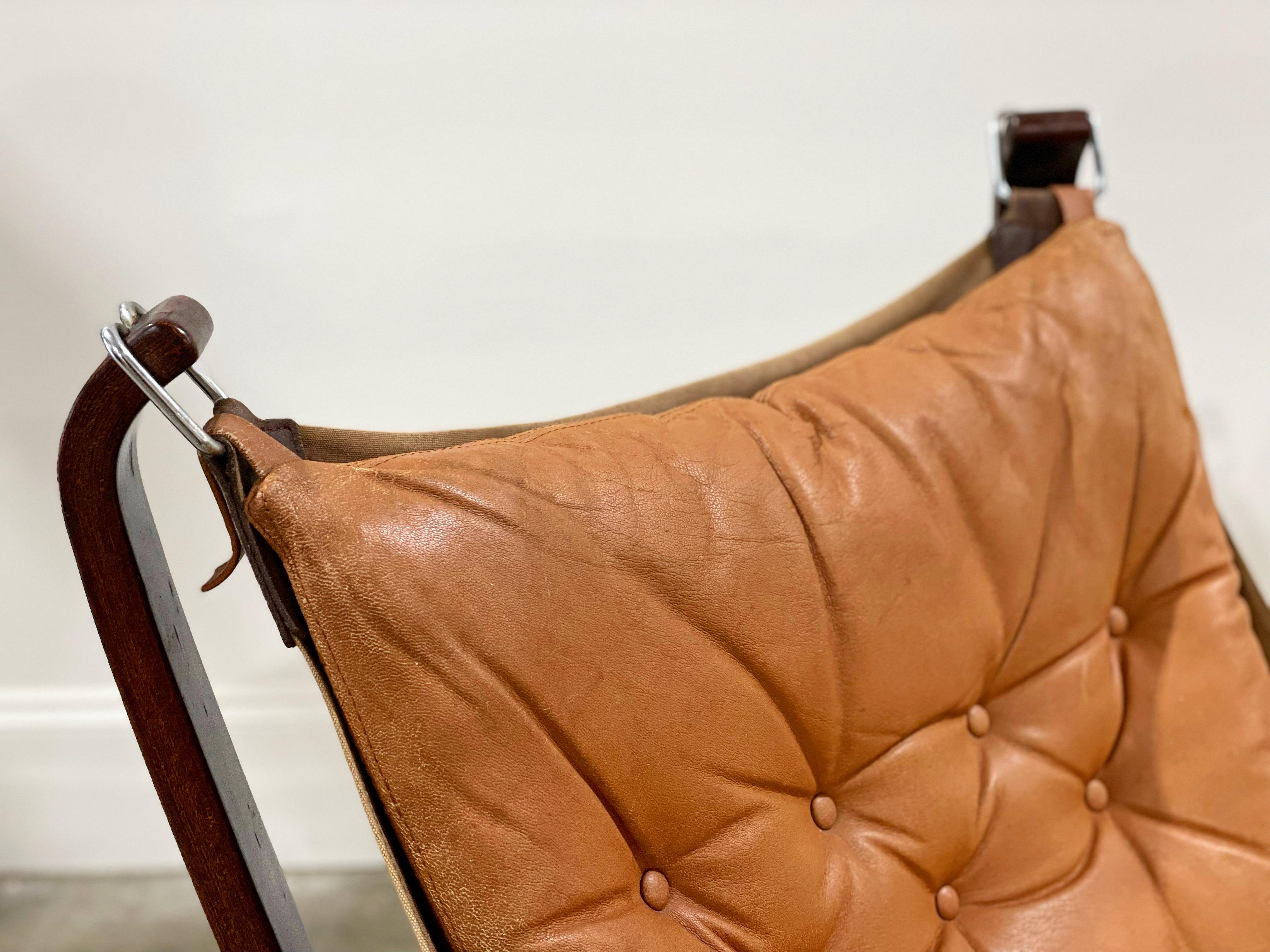 Falcon Chair by Sigurd Ressell for Vatne Mobler, Cognac Leather, Sweden, 1965 1