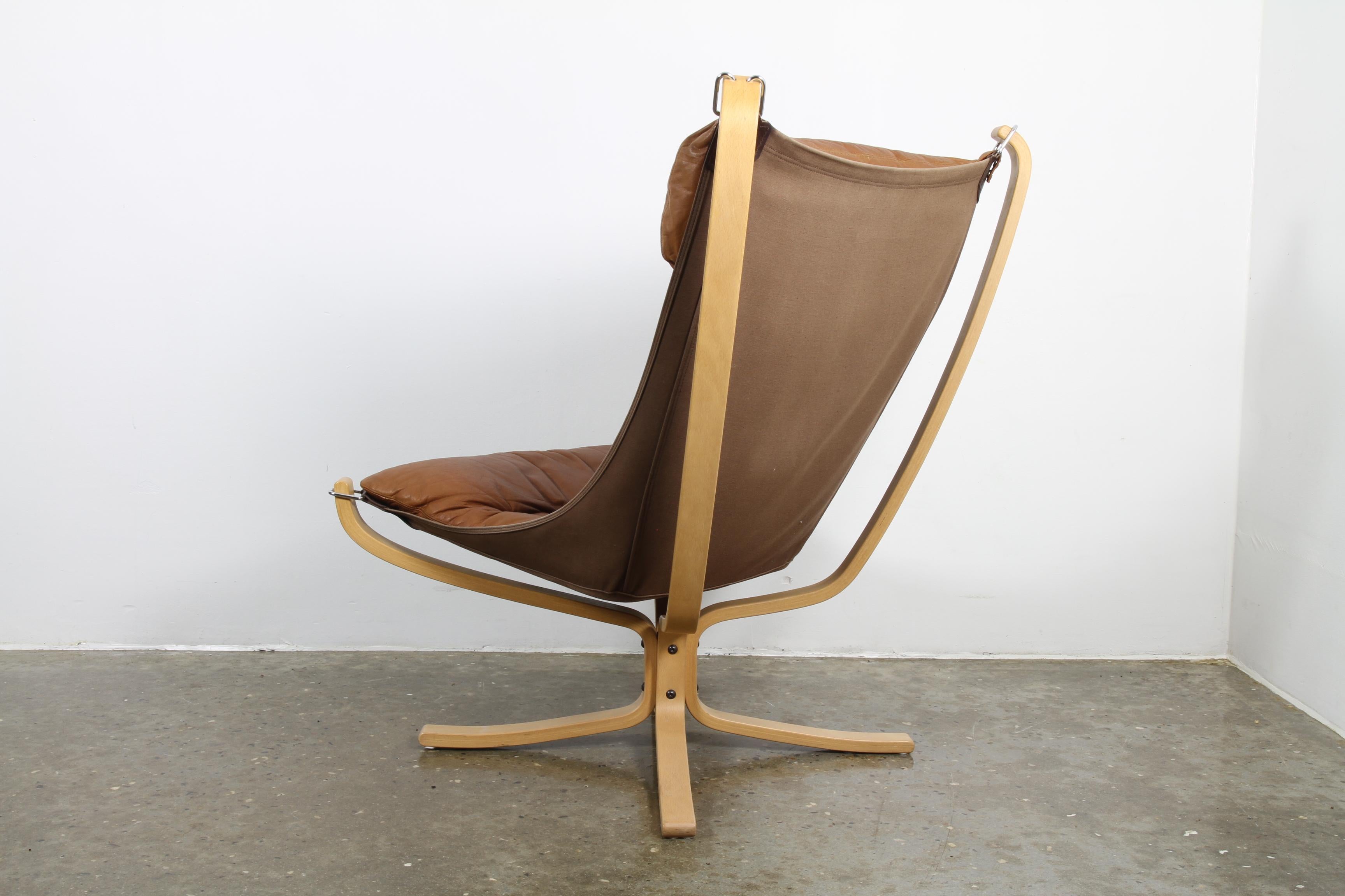 Scandinavian Modern Falcon Chair with Ottoman by Sigurd Ressell, 1970s