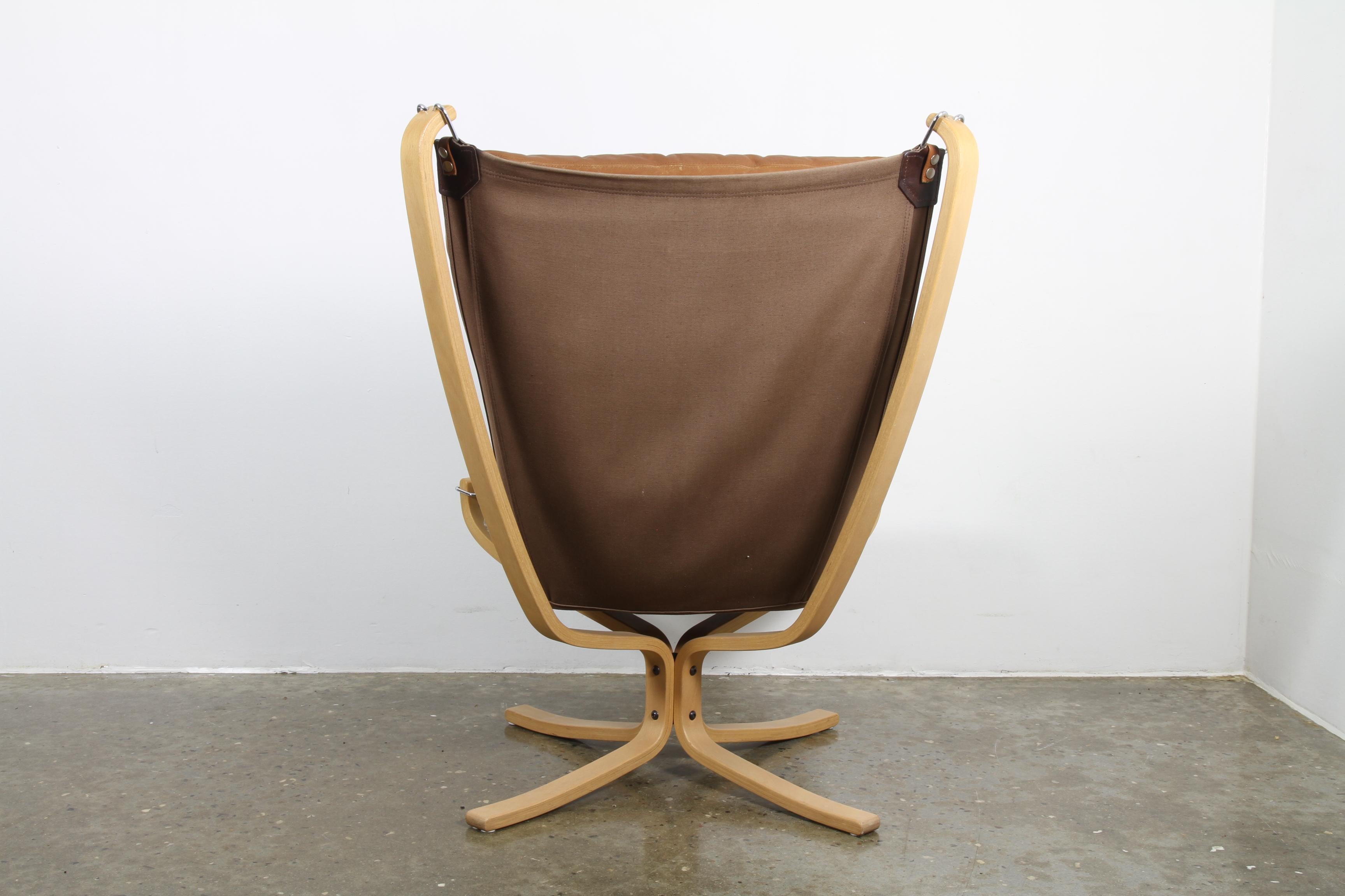Norwegian Falcon Chair with Ottoman by Sigurd Ressell, 1970s