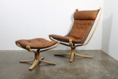 Falcon Chair with Ottoman by Sigurd Ressell, 1970s