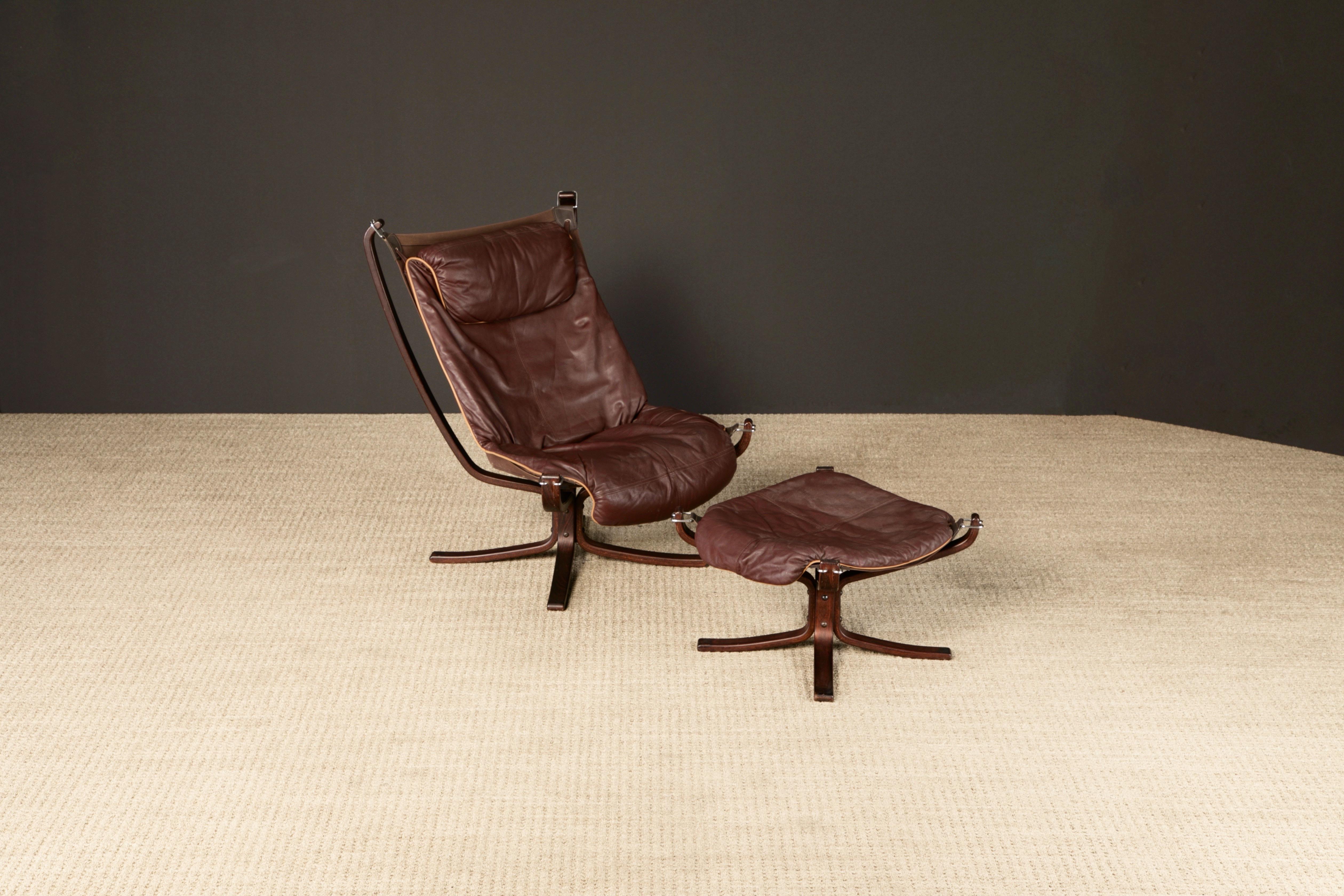 'Falcon' Sessel & Ottomane von Sigurd Ressell für Vatne Møbler, 1970er Jahre, signiert im Zustand „Gut“ im Angebot in Los Angeles, CA
