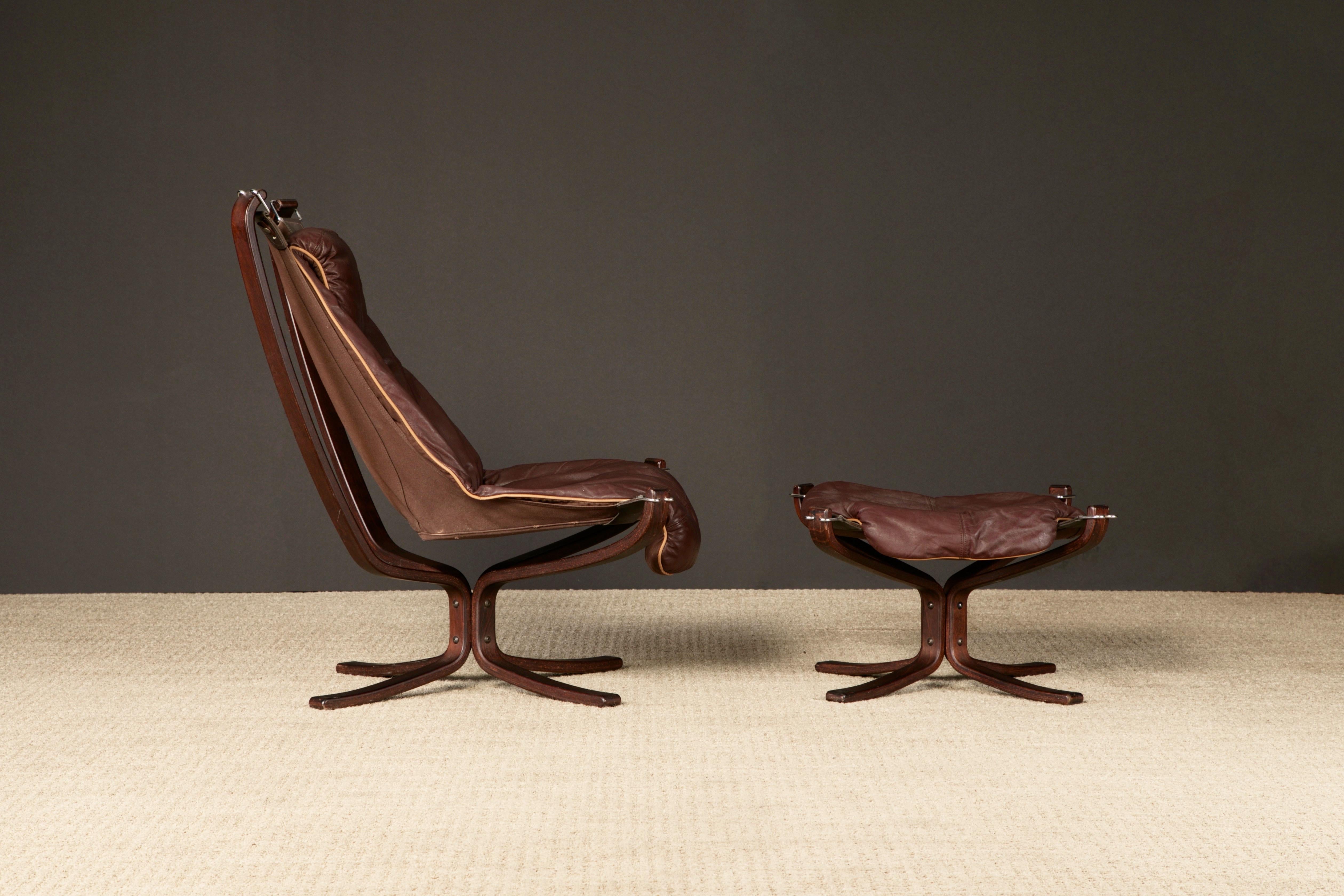 'Falcon' Sessel & Ottomane von Sigurd Ressell für Vatne Møbler, 1970er Jahre, signiert (Ende des 20. Jahrhunderts) im Angebot