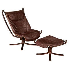 'Falcon' Easy Chair & Ottoman by Sigurd Ressell for Vatne Møbler, 1970s, Signed