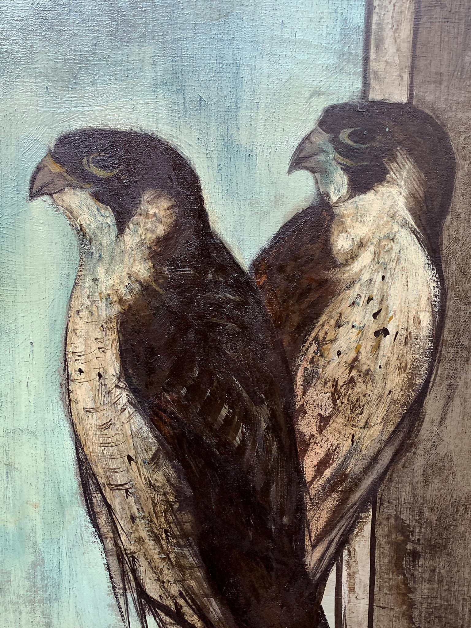 Hand-Painted Falcon II, Oil Painting by Charles Levier