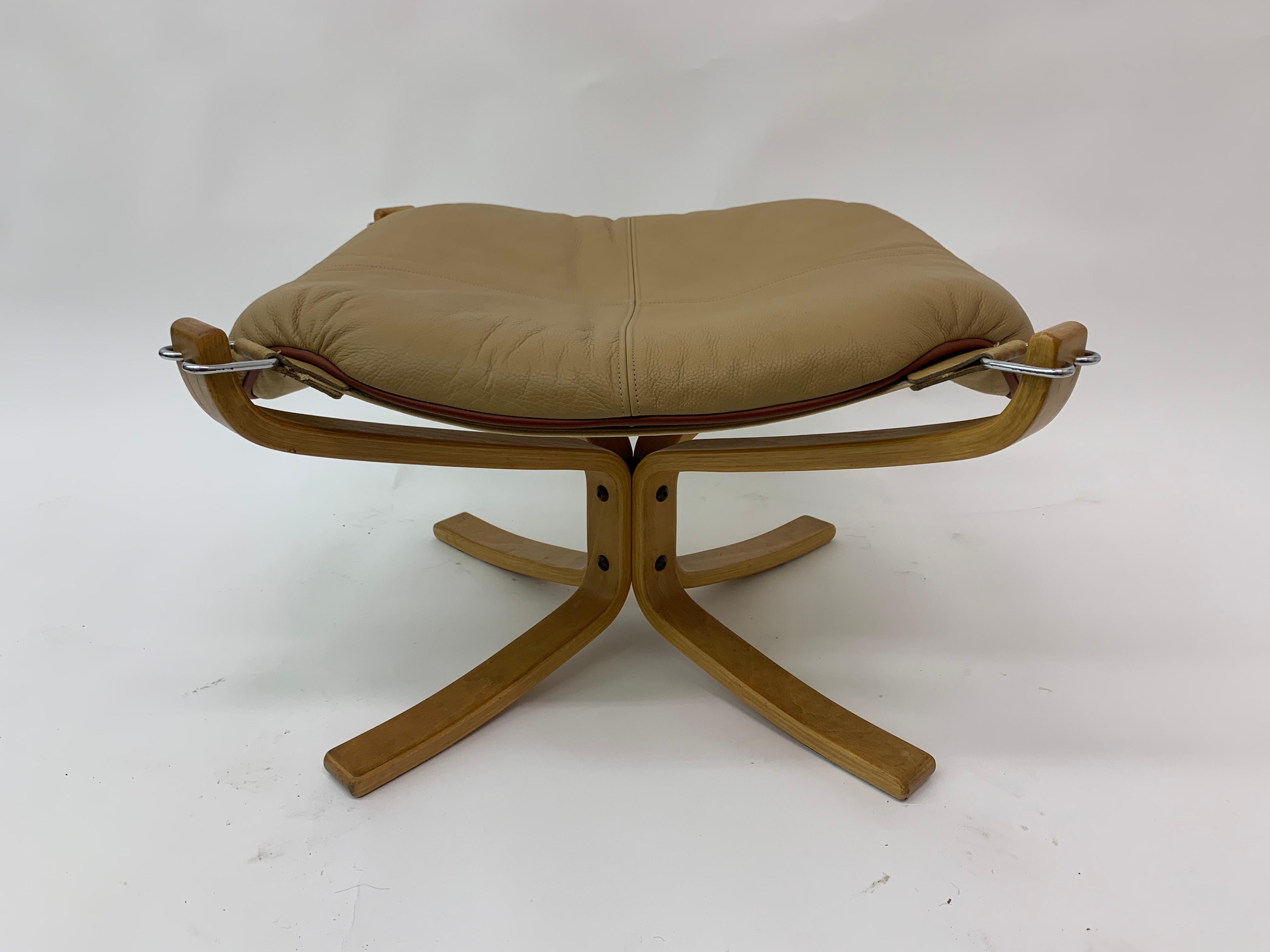Falcon leather hocker chair by Sigurd Ressel for Vatne Møbler, 1970s.