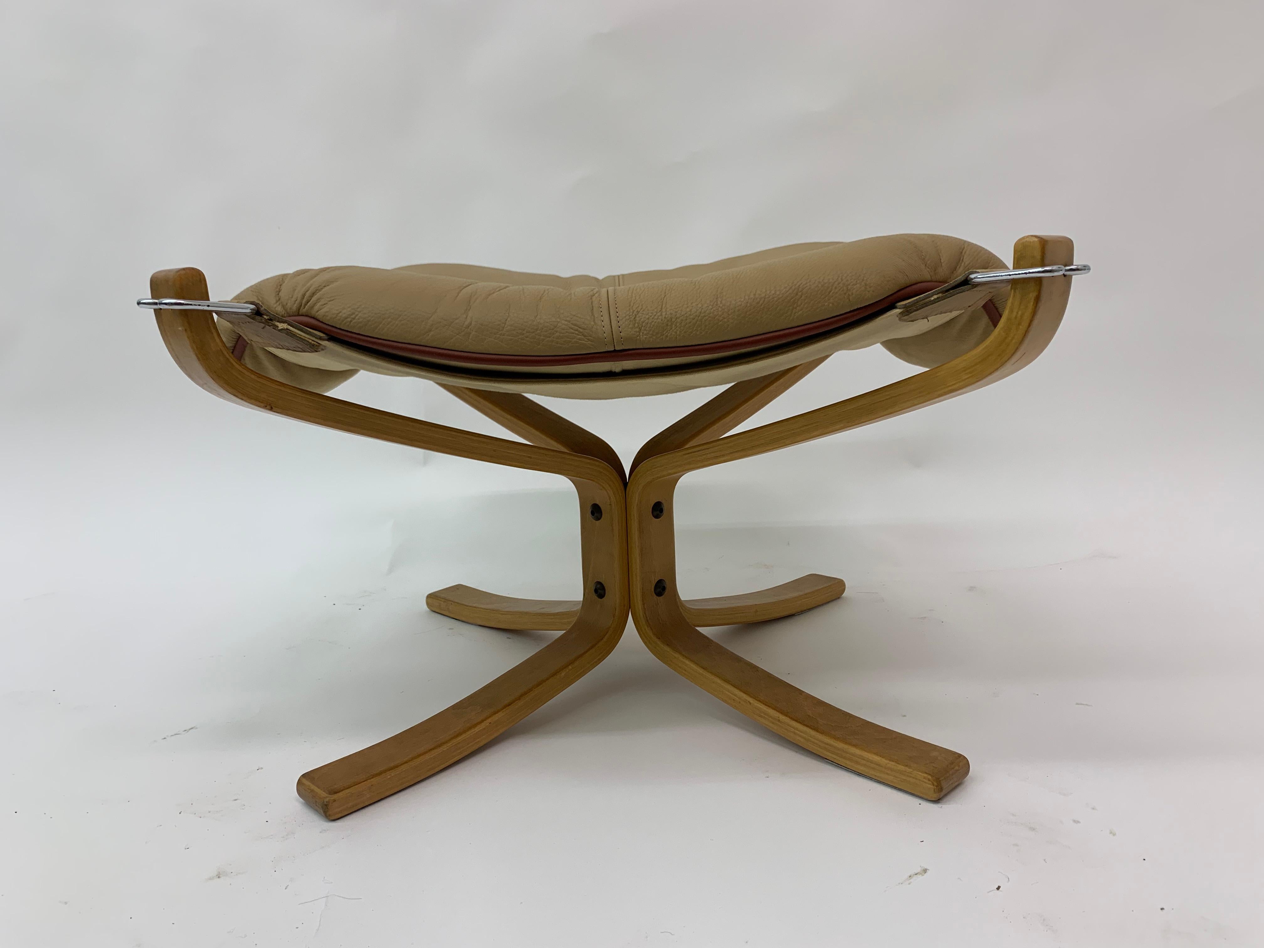 Scandinavian Modern Falcon Leather Hocker Chair by Sigurd Ressel for Vatne Møbler, 1970s