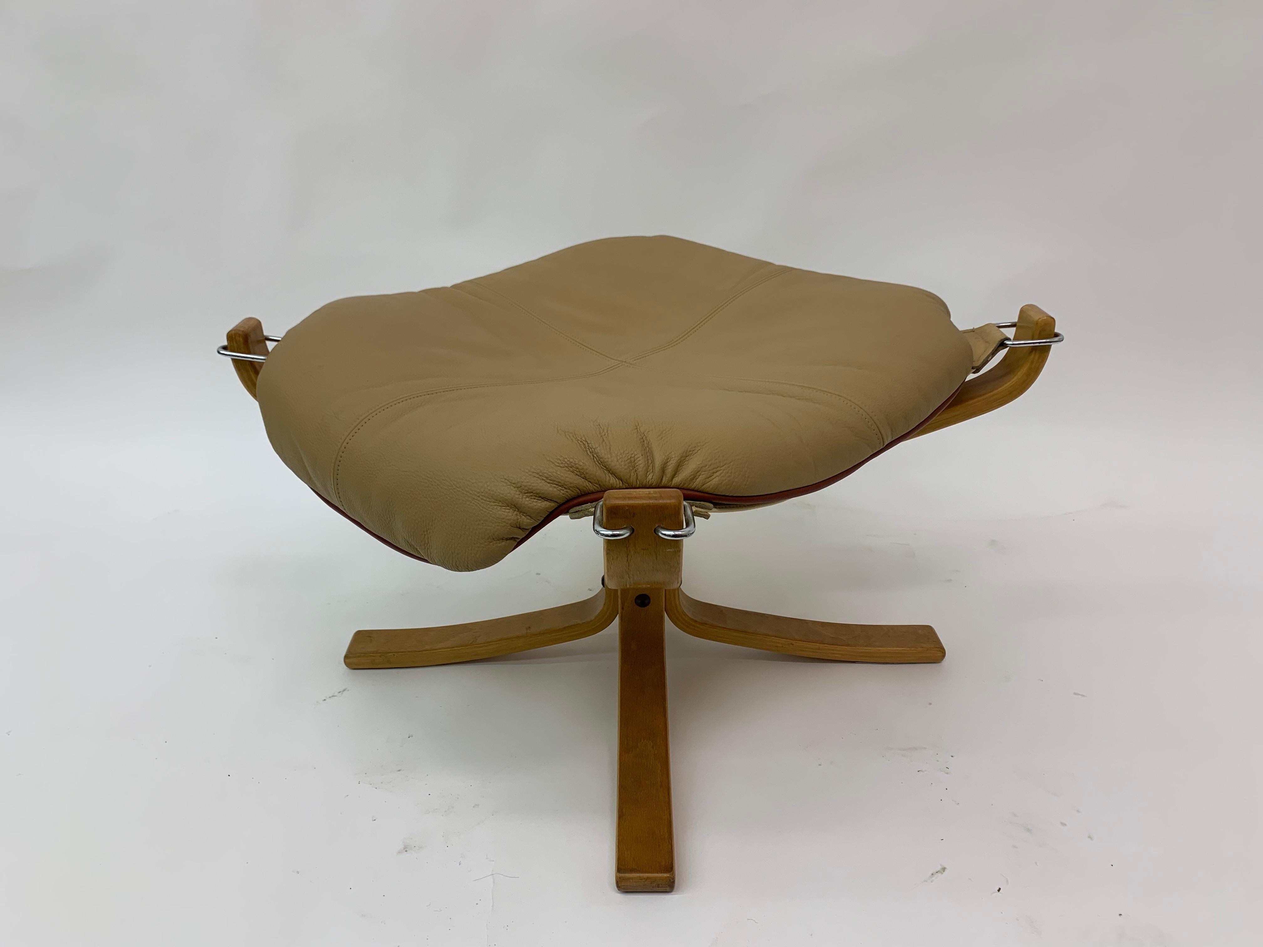 Late 20th Century Falcon Leather Hocker Chair by Sigurd Ressel for Vatne Møbler, 1970s
