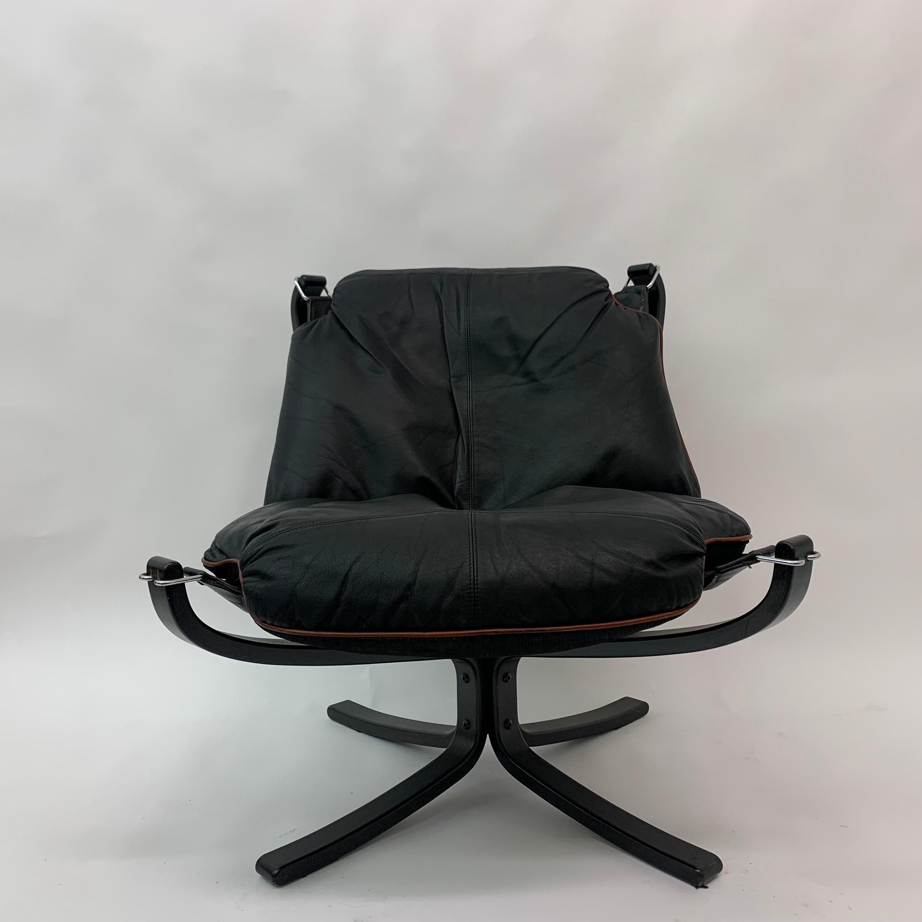 Falcon leather Lounge chair by Sigurd Ressel for Vatne Møbler, 1970s.