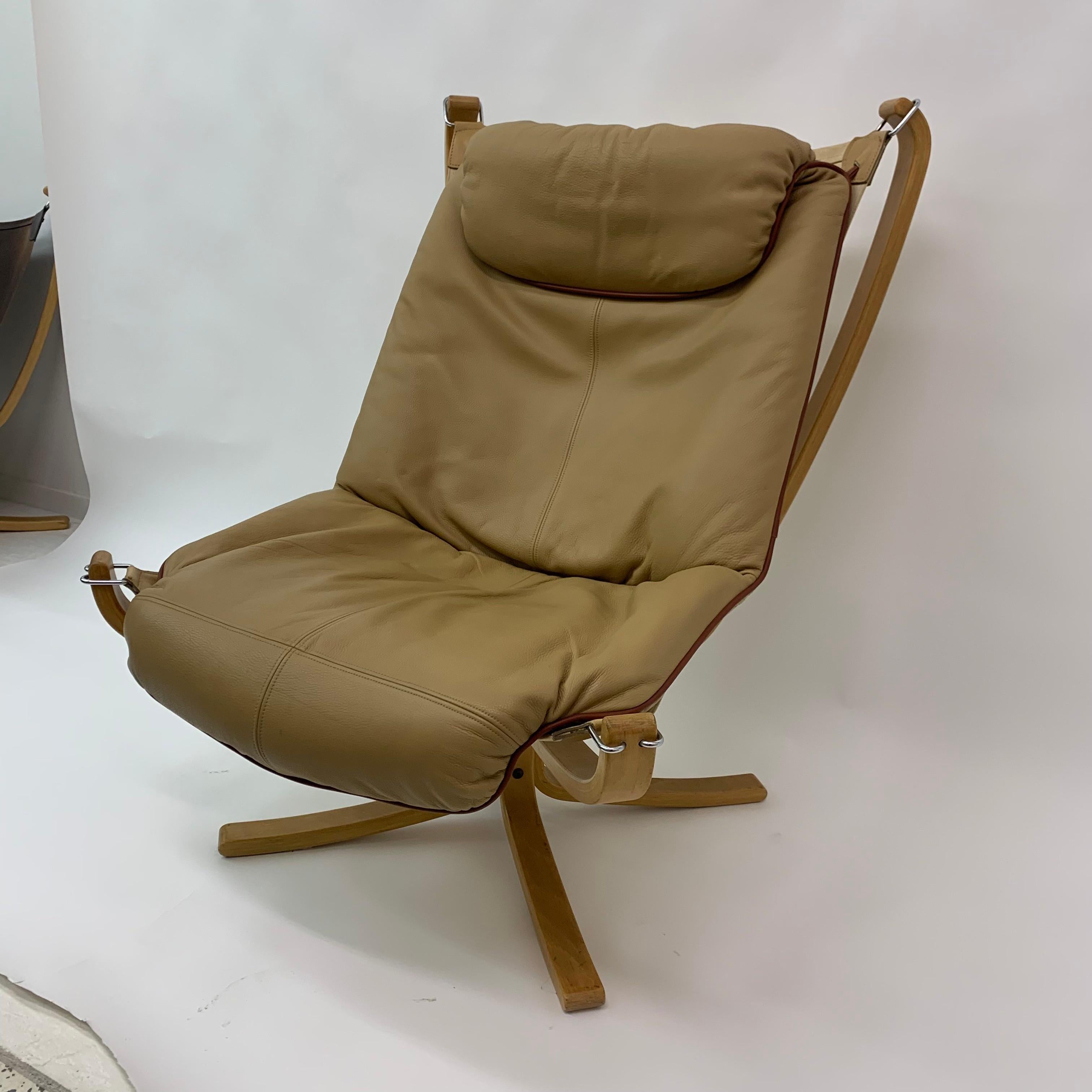 Falcon Leather Lounge Chair by Sigurd Ressel for Vatne Møbler, 1970s In Good Condition For Sale In Delft, NL