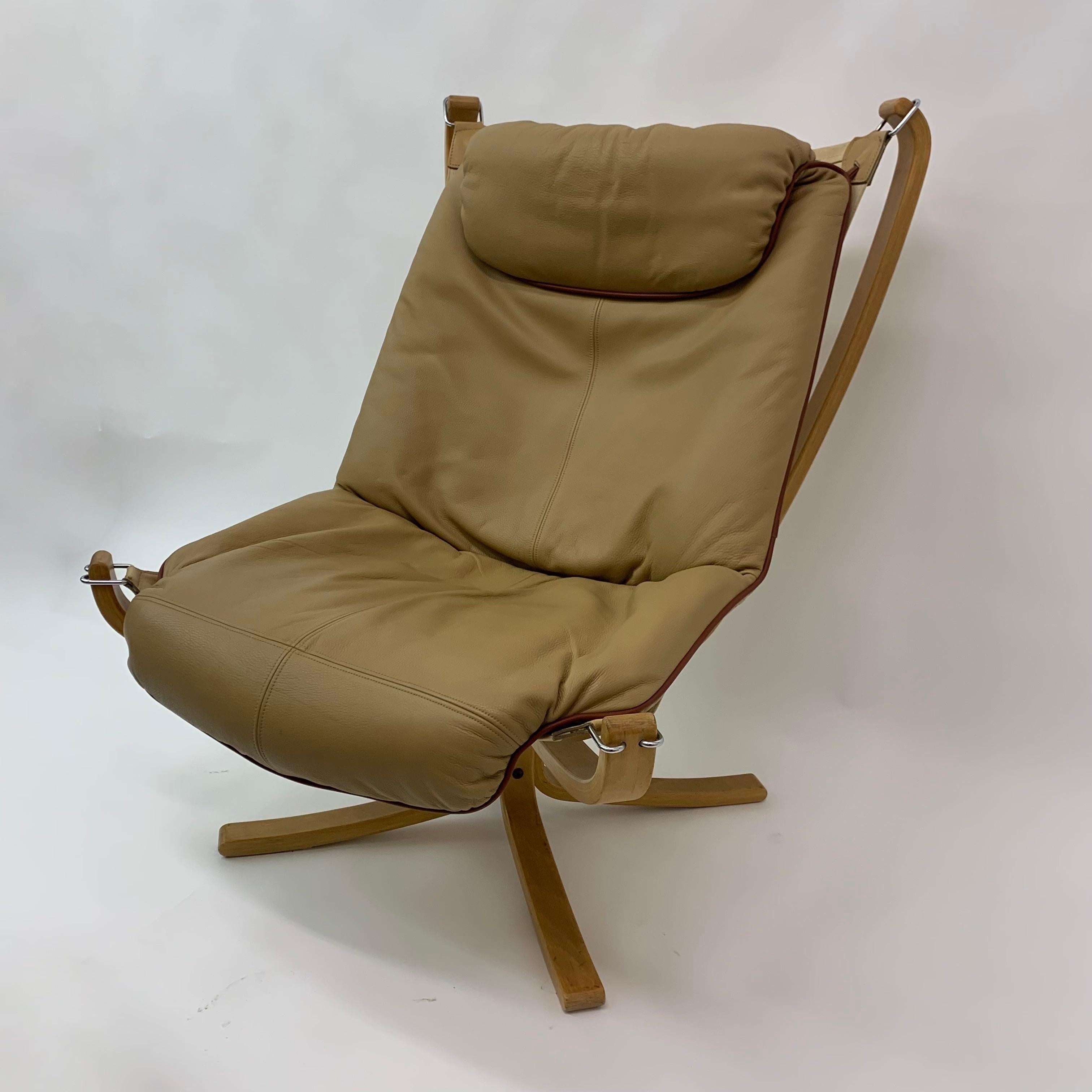 Fin du 20e siècle Chaise longue en cuir Falcon de Sigurd Ressel pour Vatne Møbler, 1970 en vente