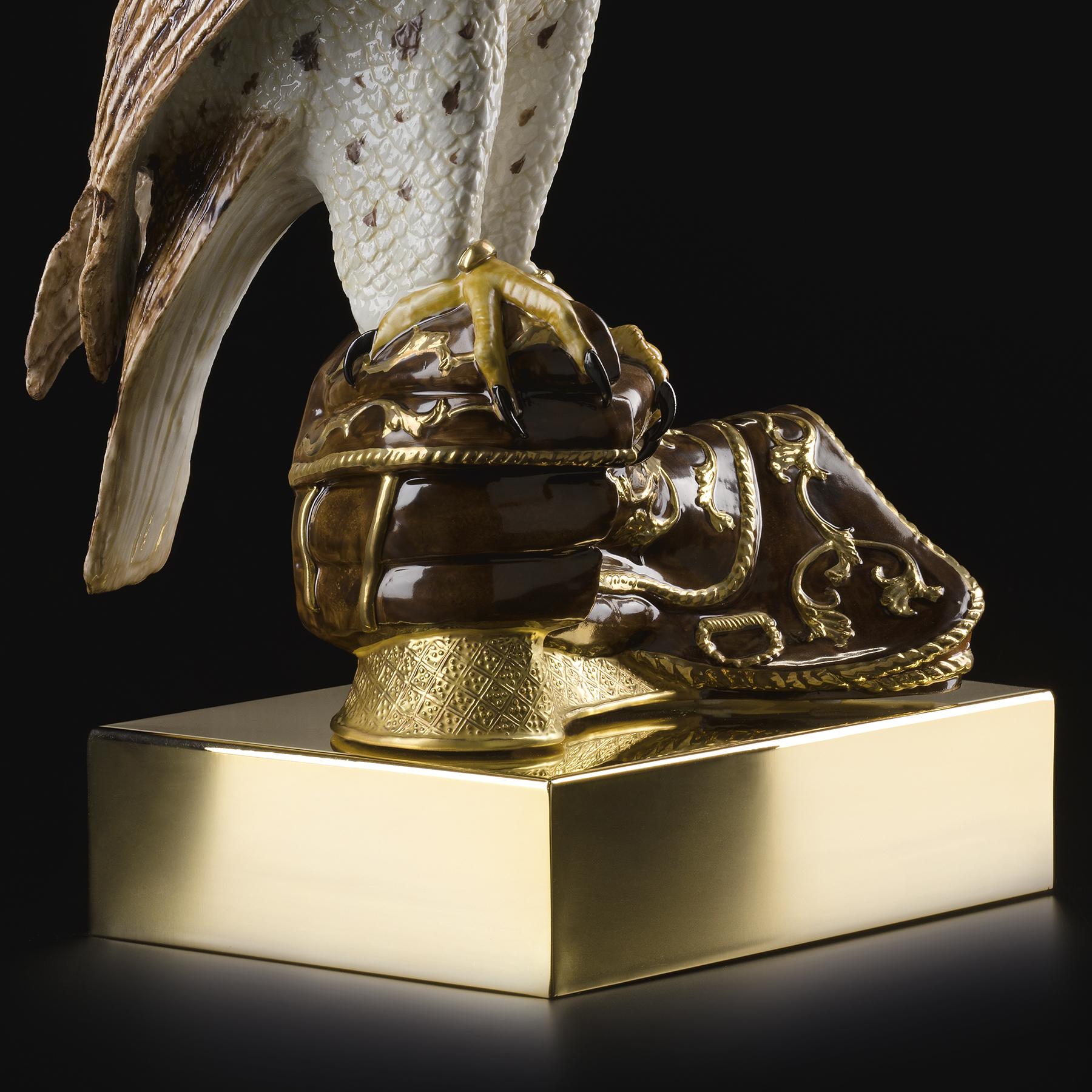 Gold Plate Falcon Sculpture For Sale