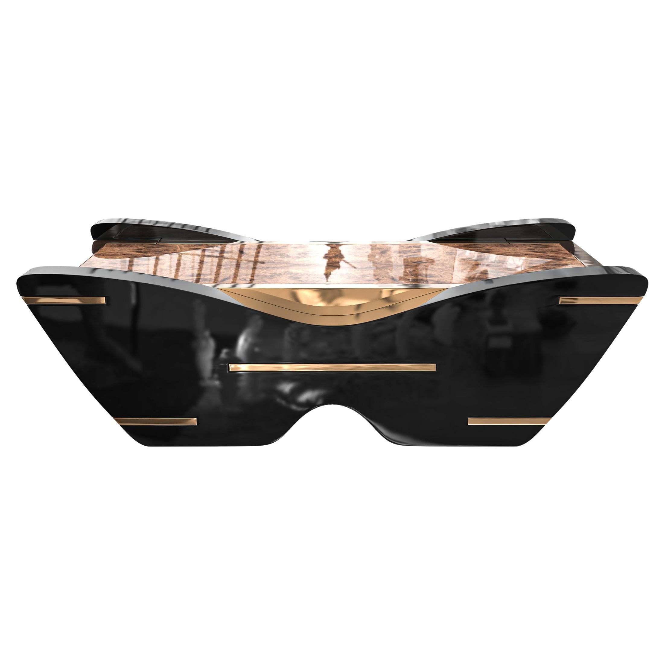 "Falconara" Coffee Table, Stainless Steel with Bronze Details, Istanbul For Sale