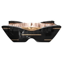 "Falconara" Coffee Table, Stainless Steel with Bronze Details, Istanbul