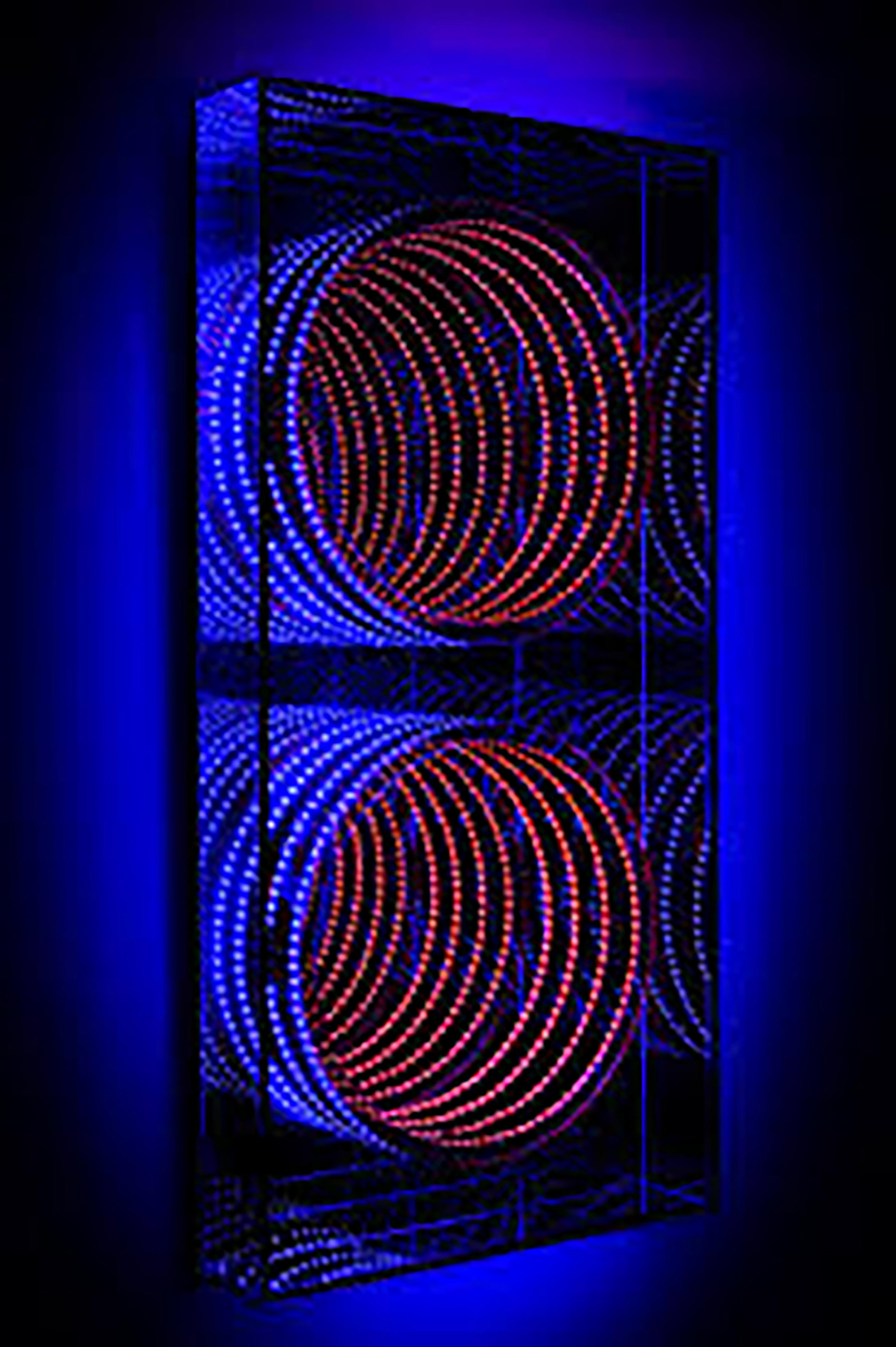 FALCONE - 2 Infinity Circles Light Box - Pop Art Mixed Media Art by Falcone