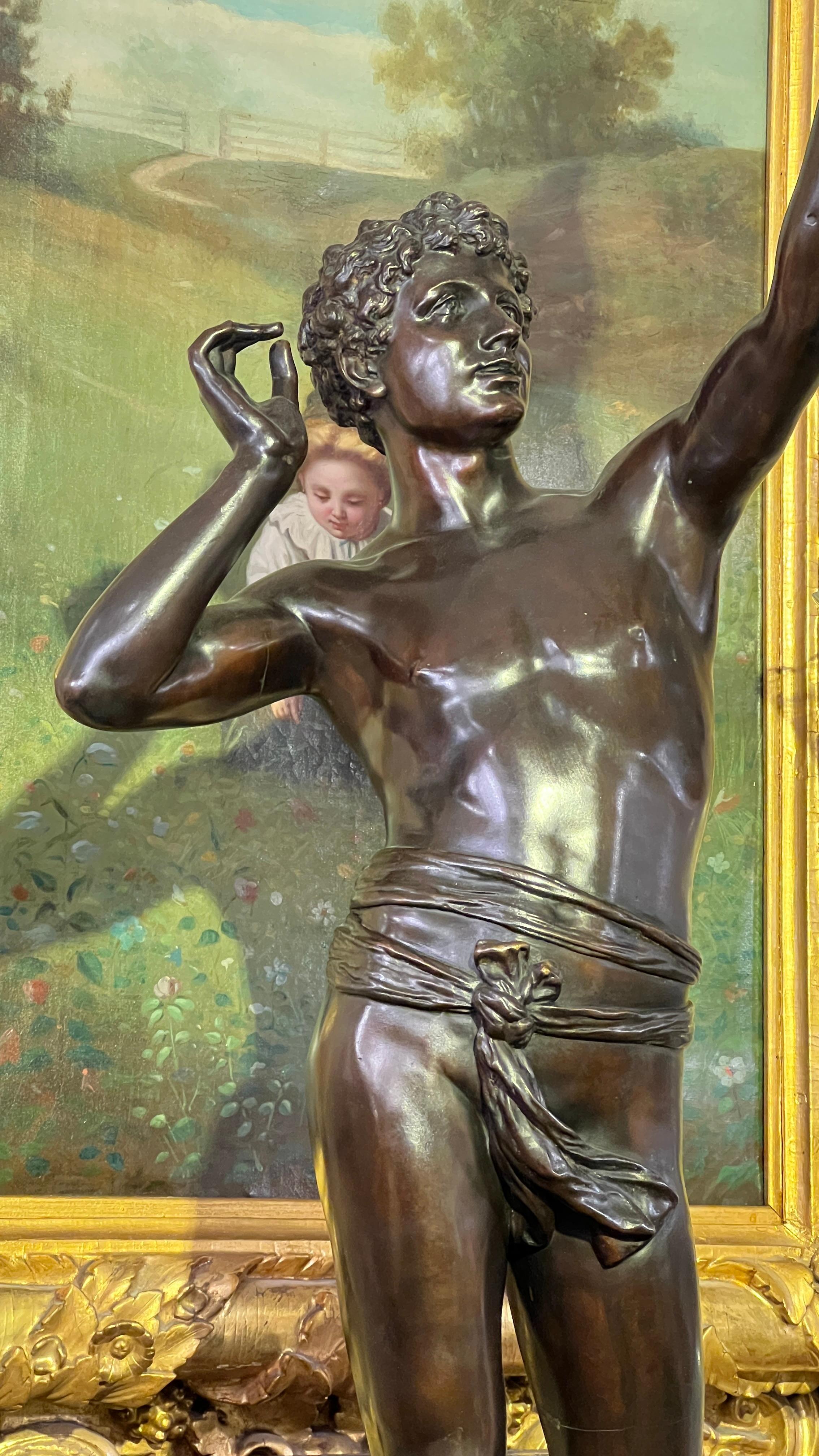Francese Scultura in bronzo Falconer dopo Adolphe Martial Thabard (1831-1905) in vendita