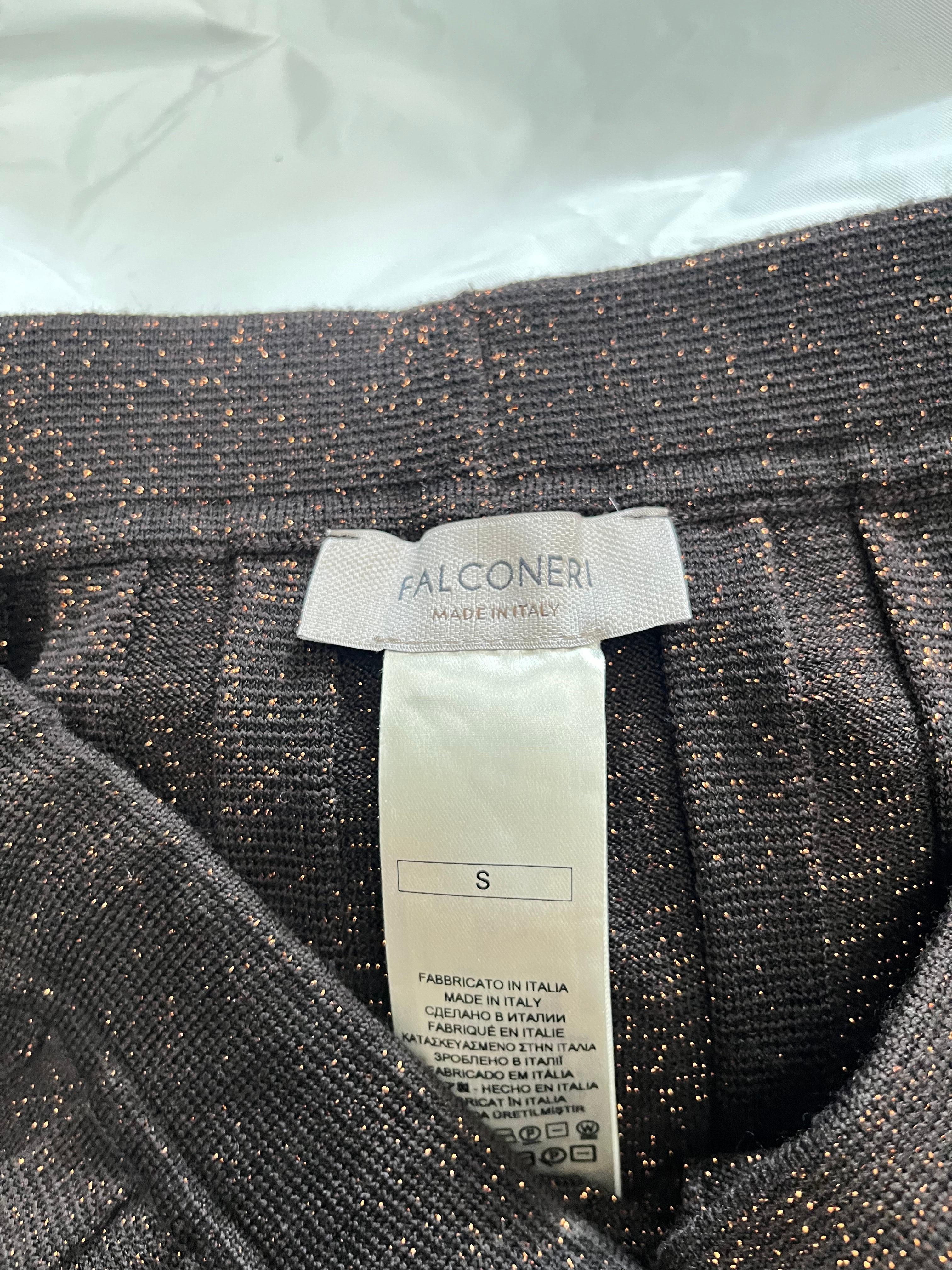 Falconeri Black Pleated Skirt with Copper Lamé – Virgin Wool – Made in Italy – S In Good Condition For Sale In Milano, IT
