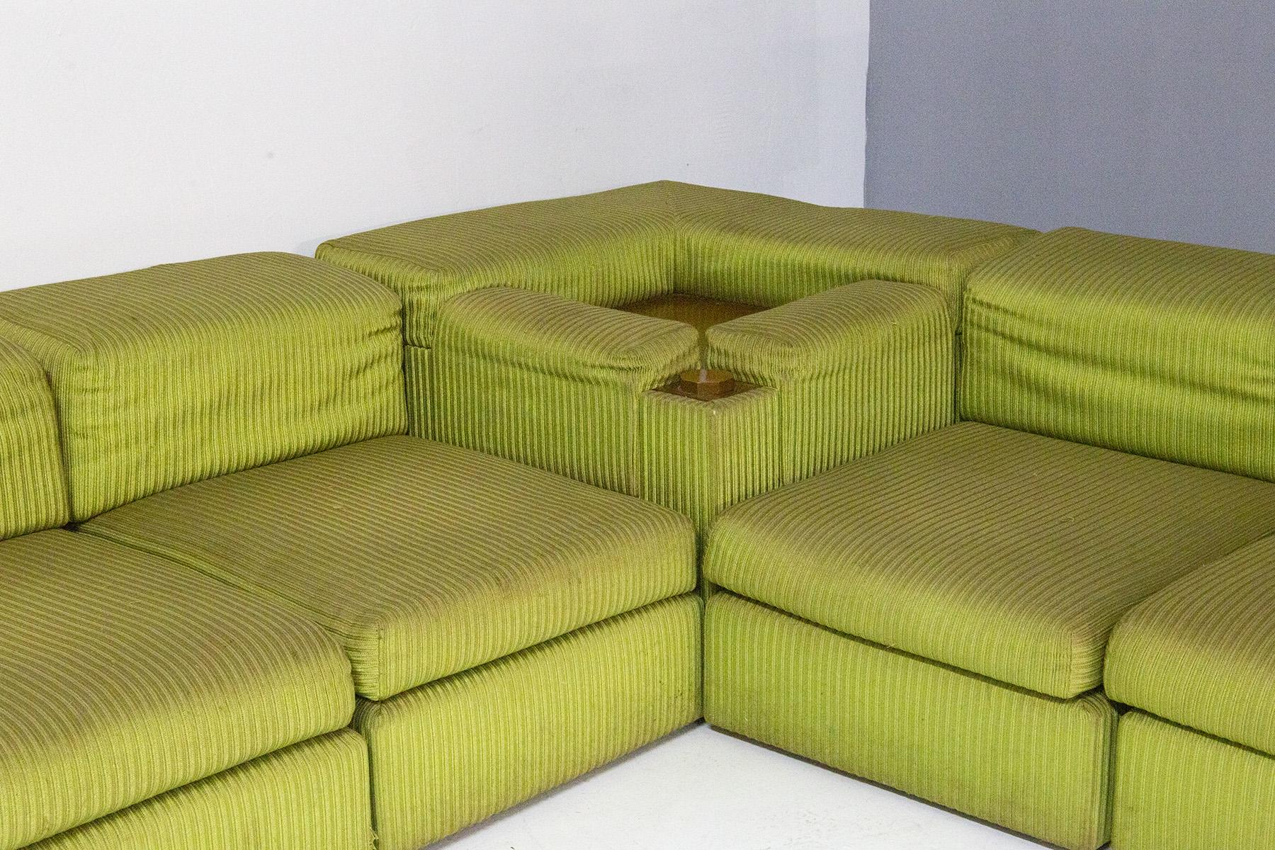 Mid-Century Modern Faleschini Midcentury Modular Sofa with Beverage Compartment