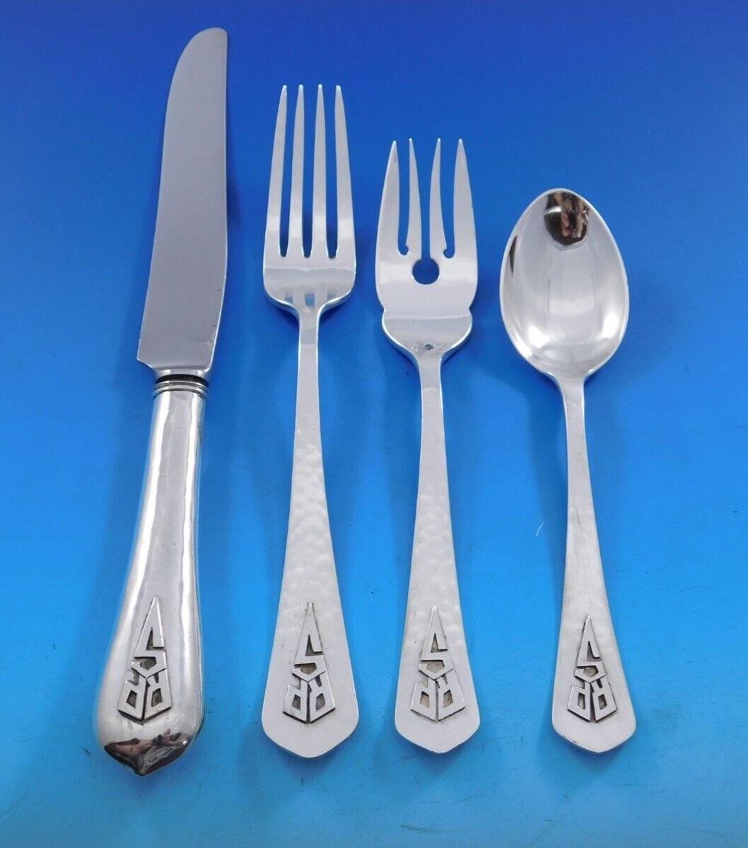 Falick Novick Juego de cubiertos de plata de ley Chicago 111 piezas Arts & Crafts Chicago en venta 3