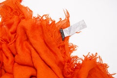 Faliero Sarti, Orange cashmere scarf with fringes.