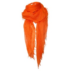 Faliero Sarti, Orange cashmere scarf with fringes.