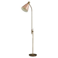 Vintage Falkenberg Belysning, Adjustable Floor Lamp, Brass, Sweden, 1950s