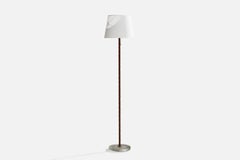 Falkenberg Belysning, Floor Lamp, Brass, Leather, Glass, 1960s