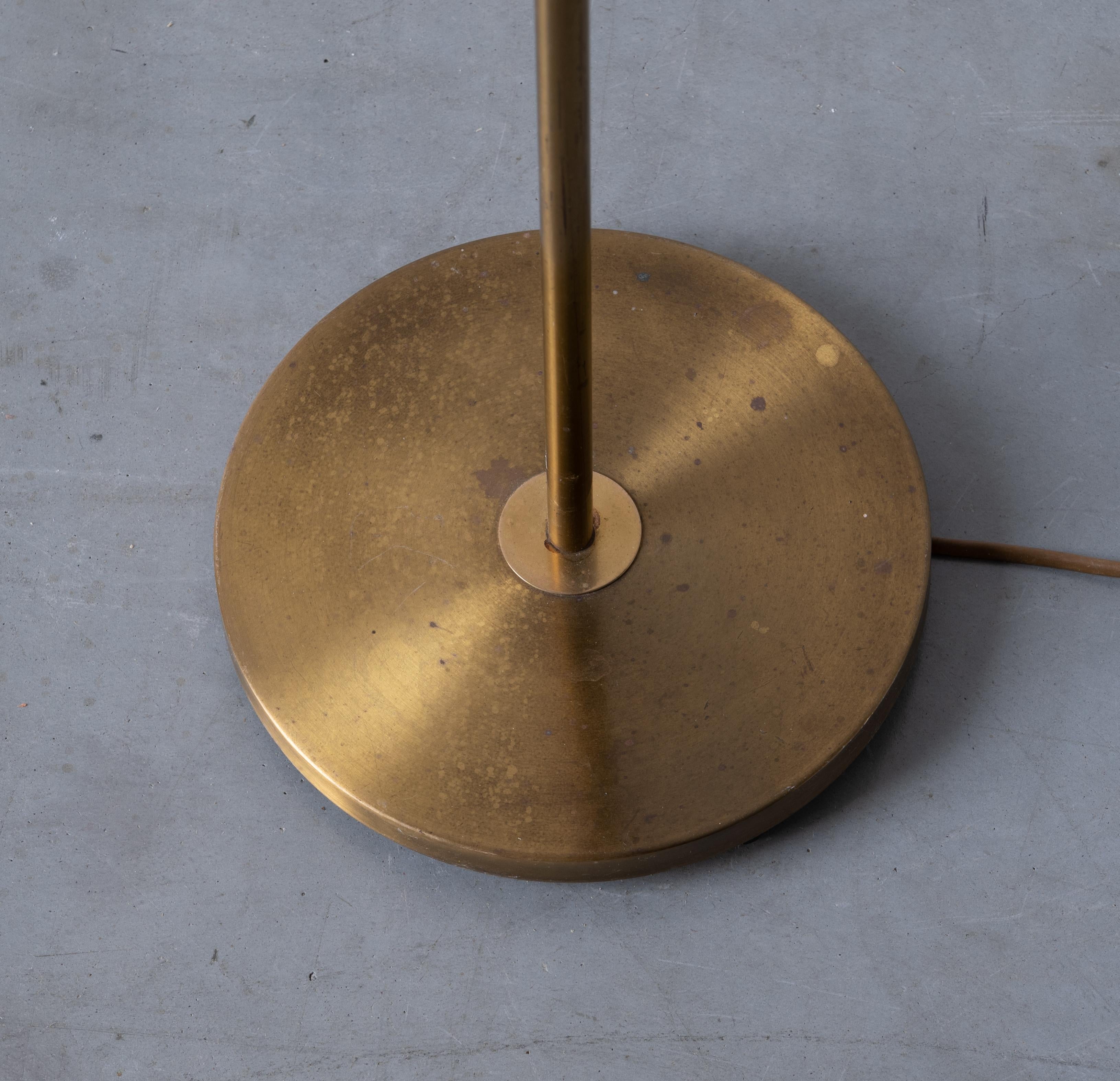 Swedish Falkenberg Belysning, Floor Lamp, Brass, Rattan, 1950s For Sale