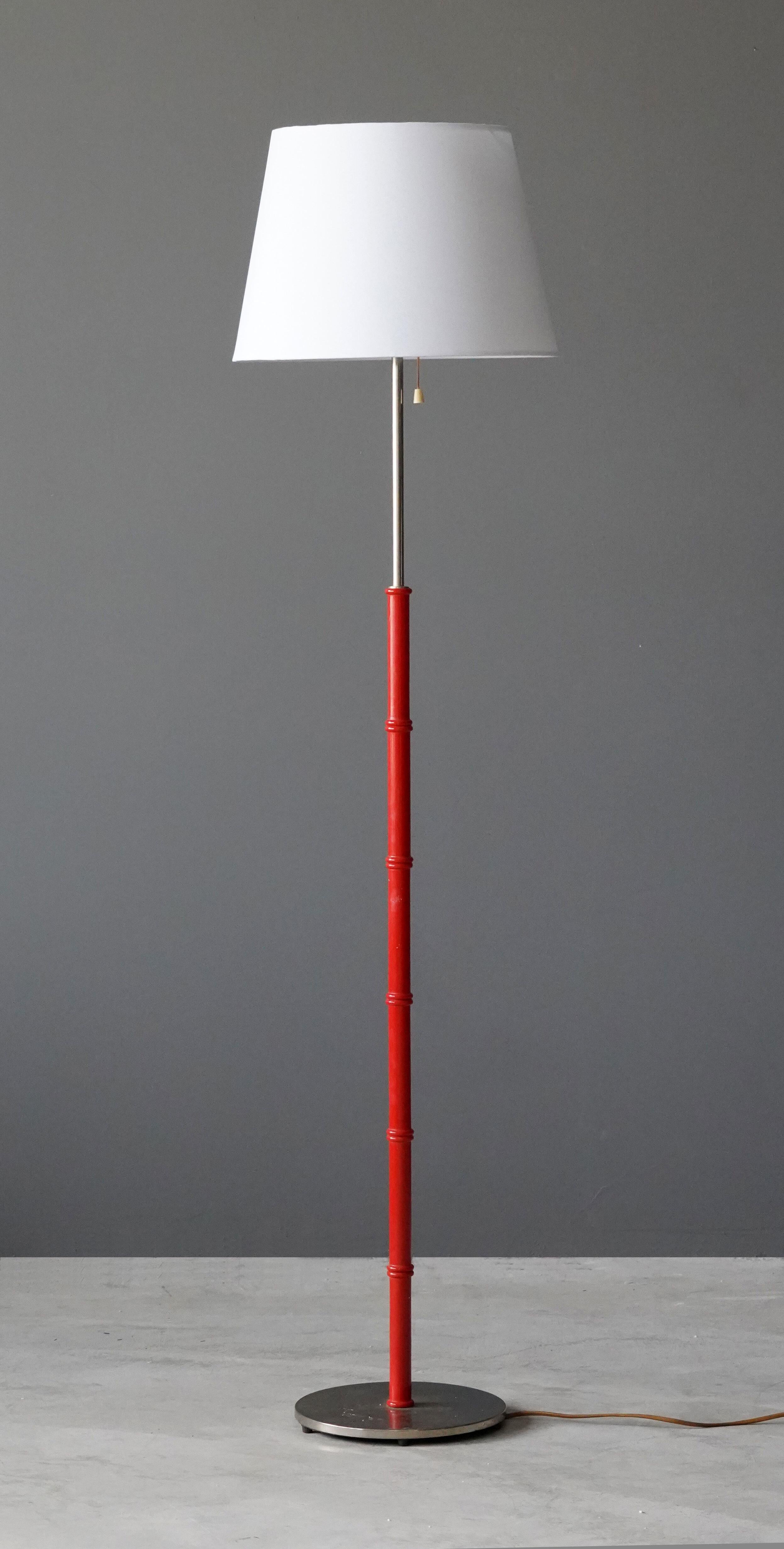 A all-original functionalist floor lamp. Produced by Falkenbergs Belysning. Stamped

Sold without lampshade. Stated dimensions excluding the lampshade.

Other designers of the period include Hans Bergström, Hans-Agne Jacobson, Alvar Aalto, Josef