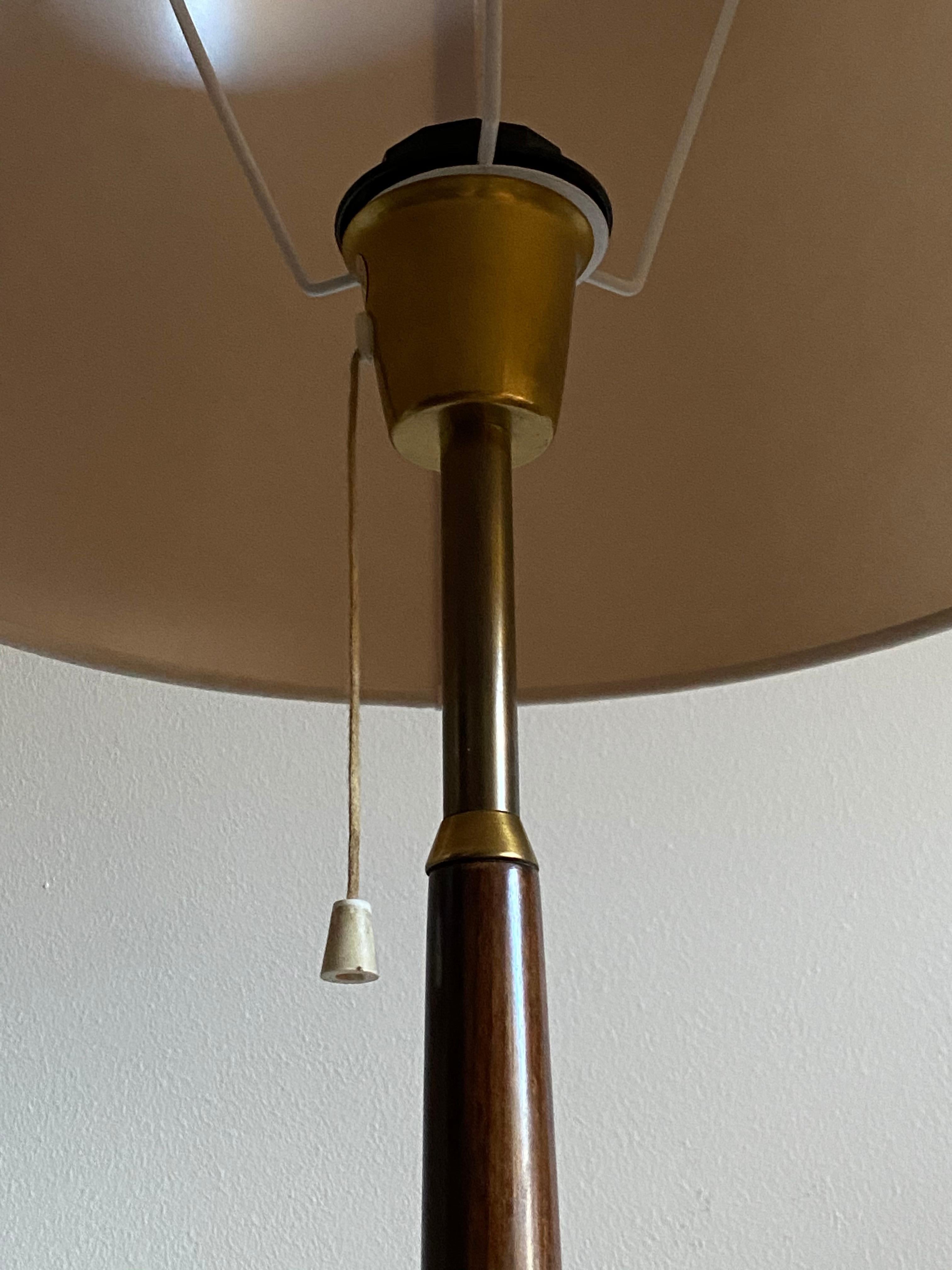Falkenberg Belysning, Functionalist Floor Lamps, Brass, Stained Walnut, 1950s 1