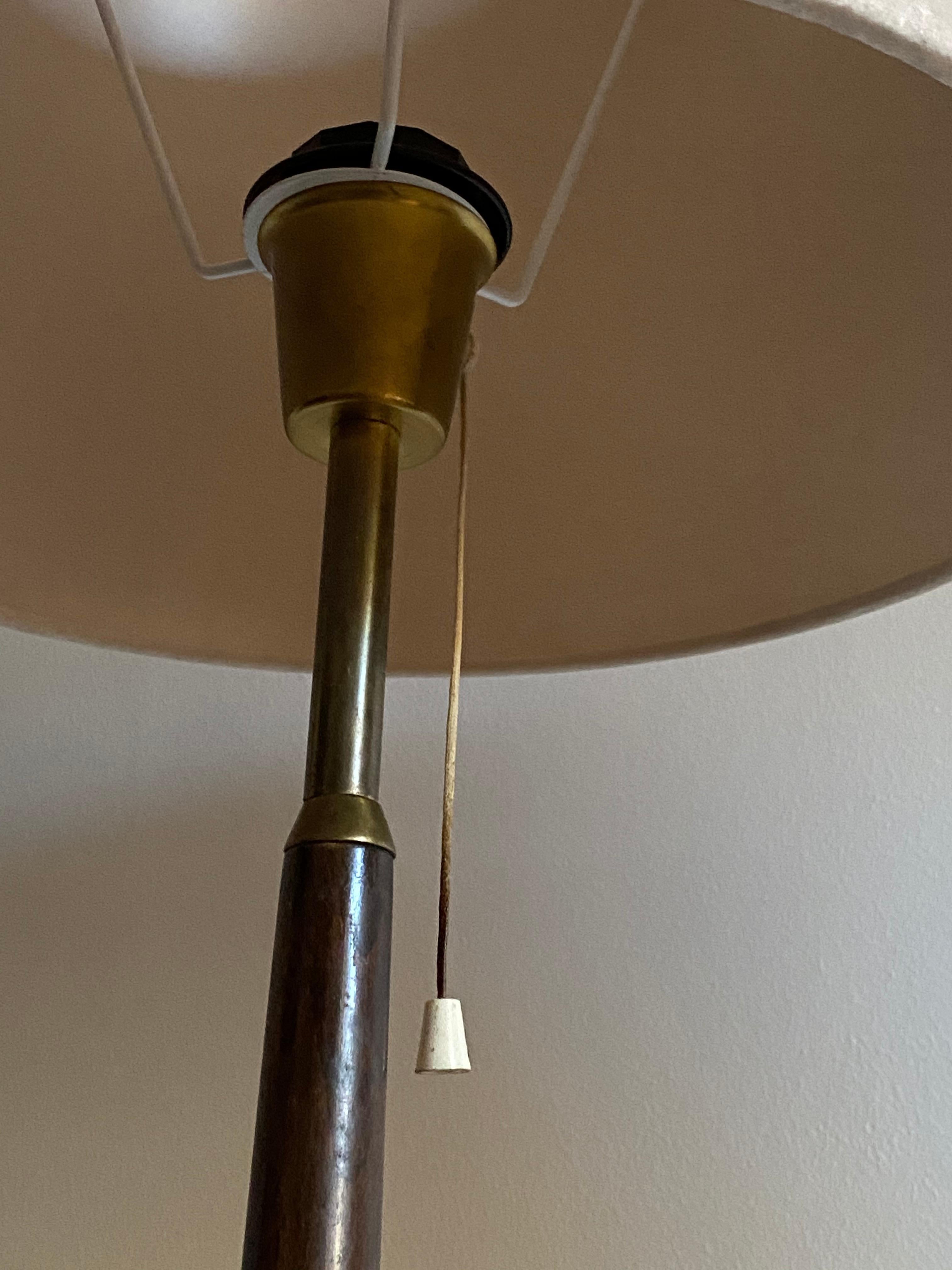 Falkenberg Belysning, Functionalist Floor Lamps, Brass, Stained Walnut, 1950s 2