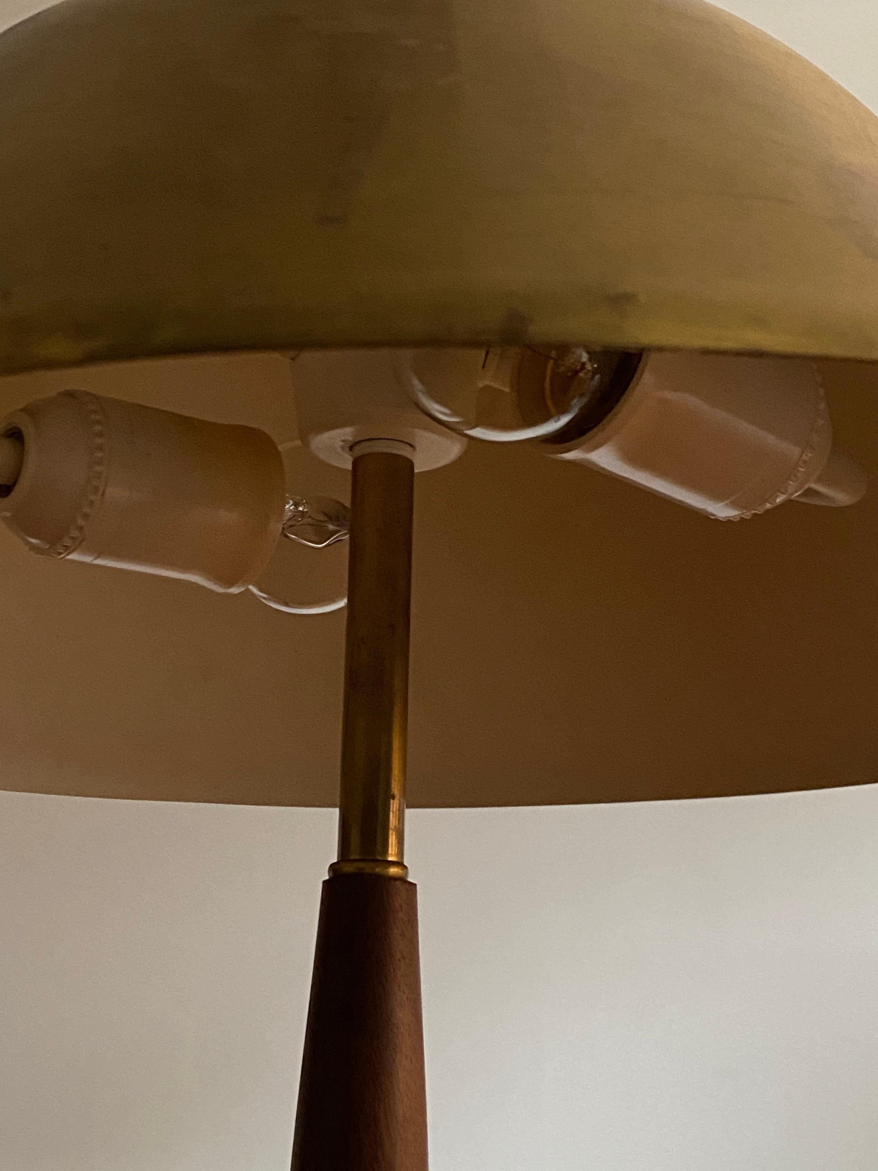 Falkenberg Belysning, Functionalist Table Lamp, Brass, Stained wood, 1950s 3